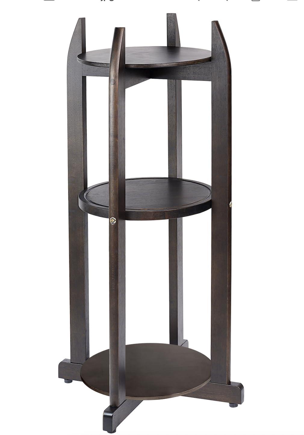 LASIDO Natural Solid Wood Water Dispenser Stand (32.8"Hight-11.2"Wide) Ceramic Water Dispenser Floor Stand, 5 Gallon Water Jug Stand with 3 Round Shelfs Included for 1-5 Gallon Water Bottles/Crocks/Water Jug