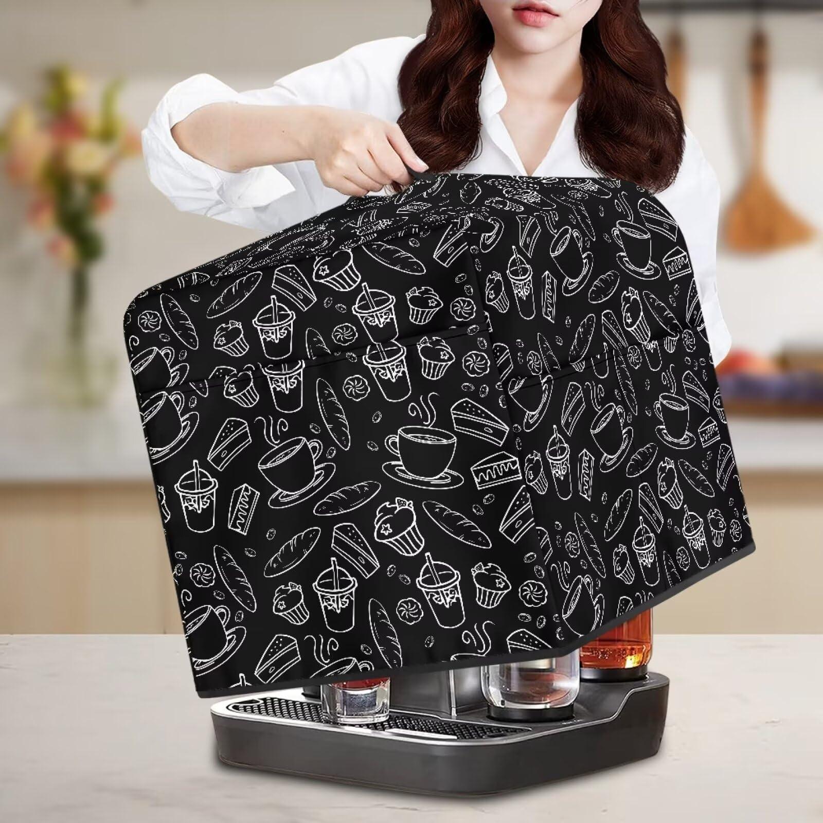 HUISEFOR HUISEFOR Coffee Style Cocktail Machine Dust Cover Foldable Cocktail Maker Covers with Pocket for Kitchenware and Recipes Cocktail Hood Cocktail Machine Cover Kitchen Accessories