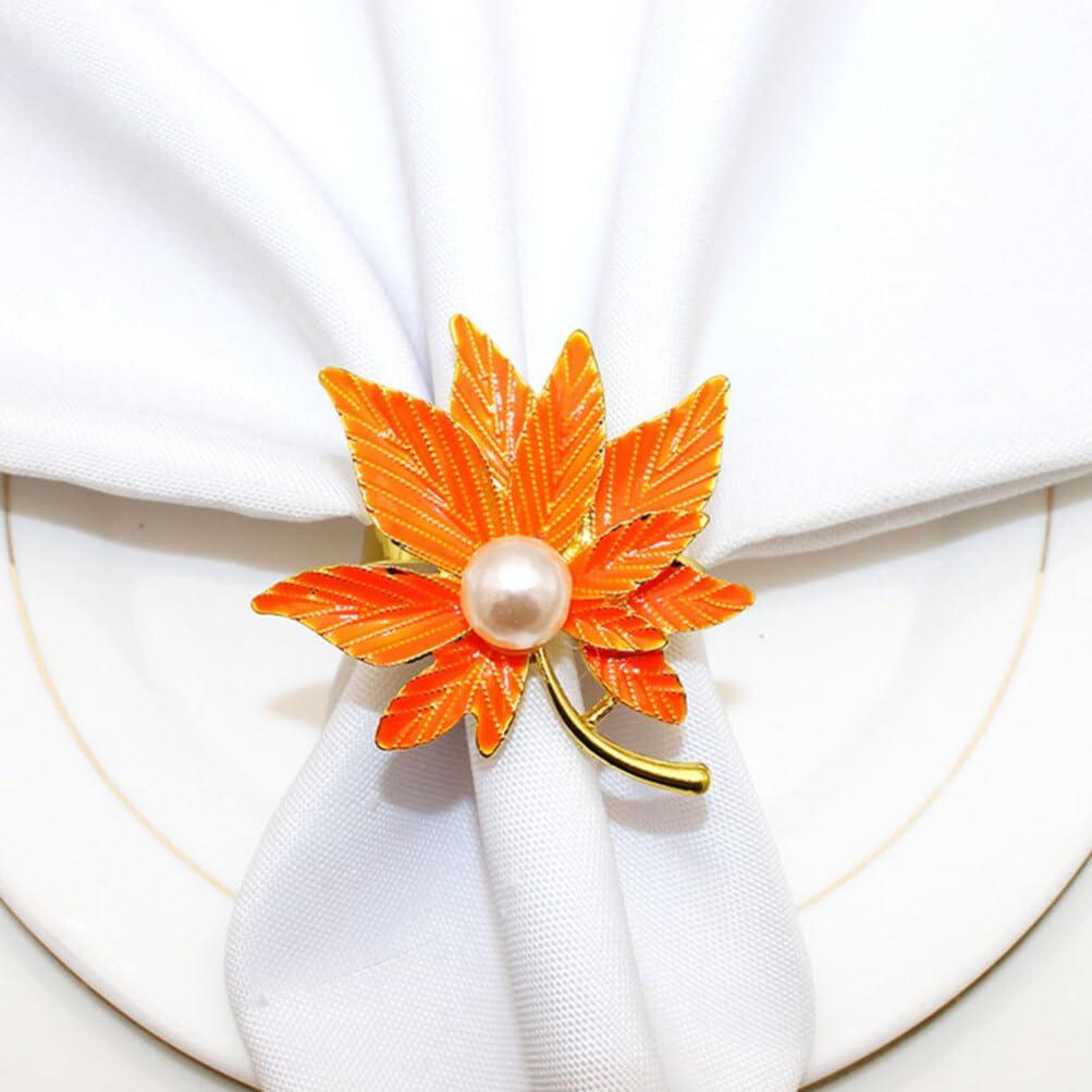 Yardwe Yardwe Fall Napkin Rings Holder, 4pcs Maple Leaf Napkin Ring Christmas Napkin Holder Serviette Buckles for Dining Table Harvest Autumn Farmhouse Thanksgiving Day Party Decor