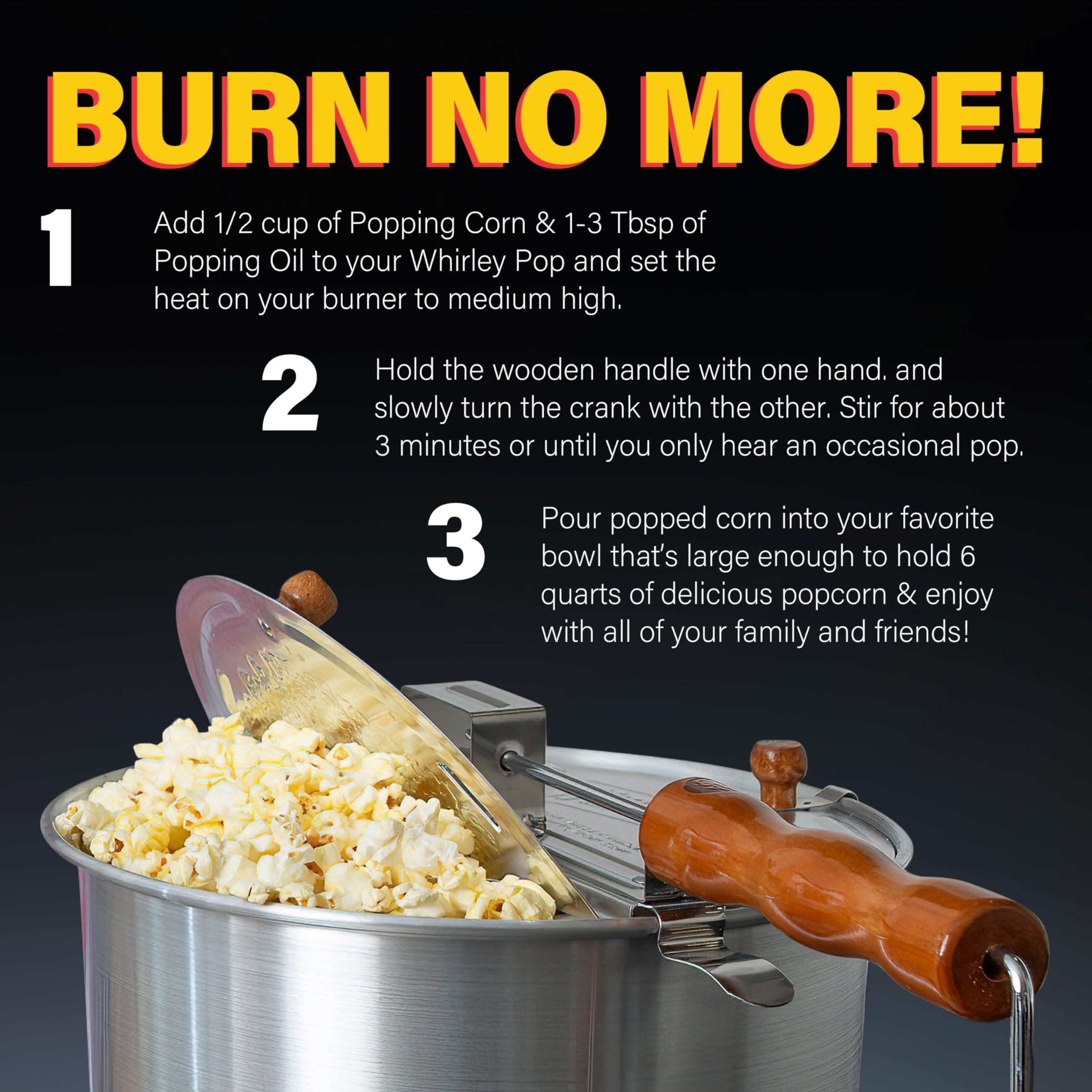 Wabash Valley Farms Original Whirley Pop Popcorn Maker - 6 Quart Stovetop Popcorn Popper With Four Popping Kits, Aluminum Popcorn Pot With Metal Gears, Wabash Valley Farms Stove Top Popcorn Maker, Popcorn Pan (Silver)