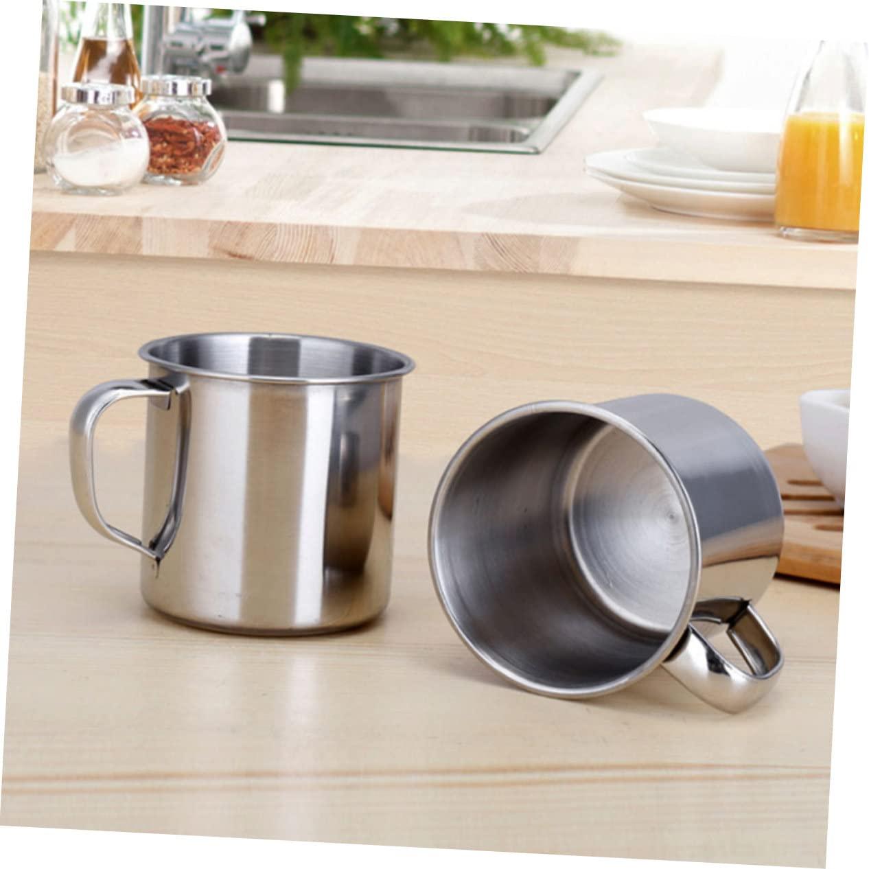 Cabilock 6pcs Children\'s Stainless Steel Water Cup Camping Mugs Kids Drinking Cups Mug with Handle Decorative Mug Cups for Coffee Stainless Steel Cup Coffee Mugs with Handles Latte Cup