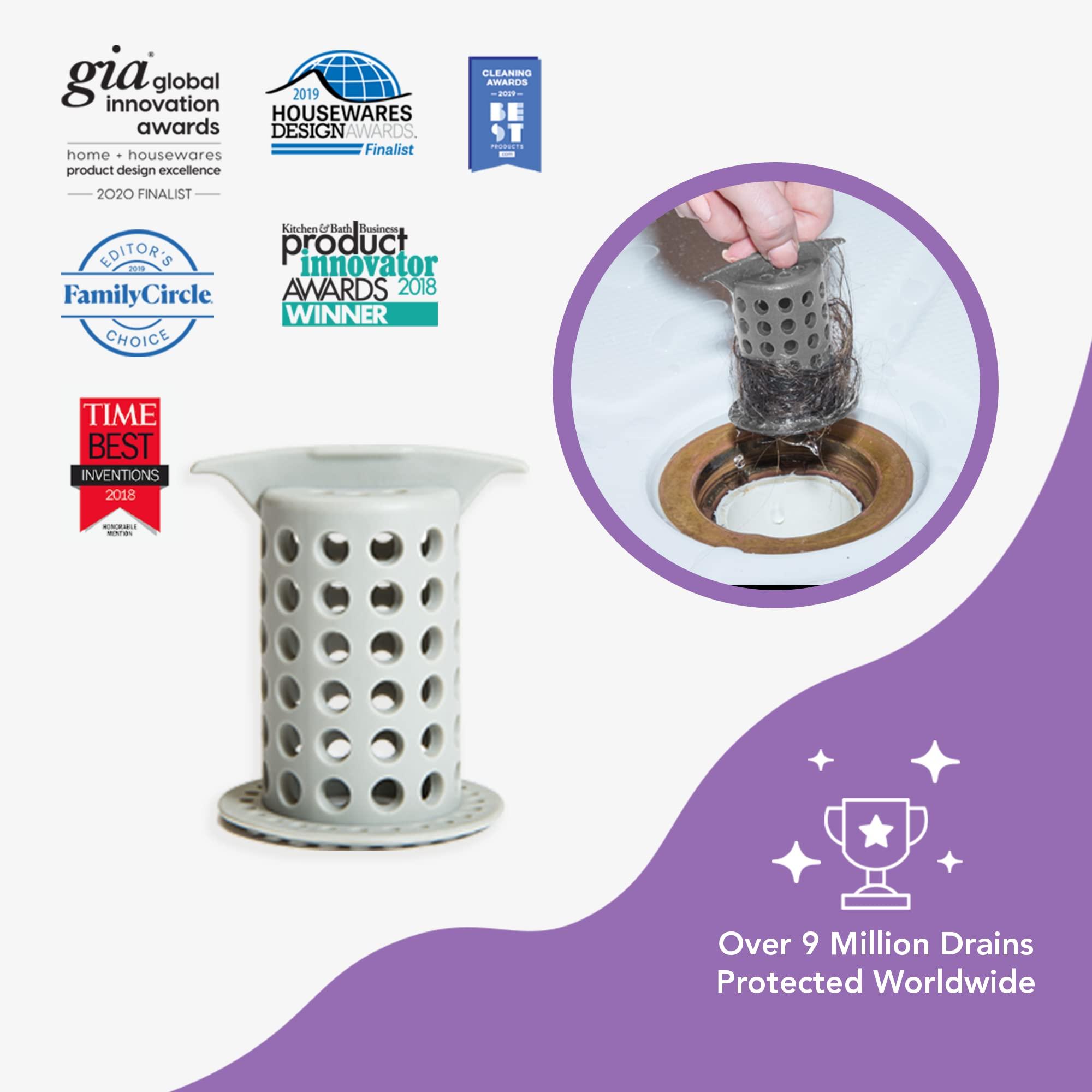 ShowerShroom ShowerShroom the Revolutionary 2\" Stand-Up Shower Stall Drain Protector Hair Catcher/Strainer, Gray , 1 Count ( Pack of 1)