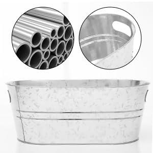 Generic Galvanized Beverage Tub,Galvanized Bucket Beer Champagne Cocktail Cooling,Galvanized Steel Metal Oval Tub for Chilling Beer