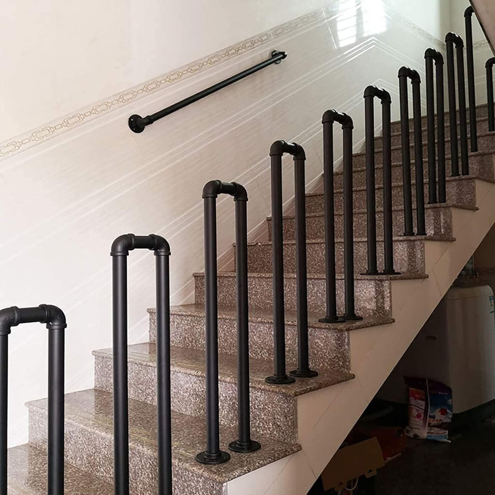 Pealihuy Pealihuy Handrails for Outdoor Front Porch Steps, Stair Handrails for Outside Steps Railing for The Elderly for Concrete Wood Brick Stair, Wrought Iron Matt Black,95cm