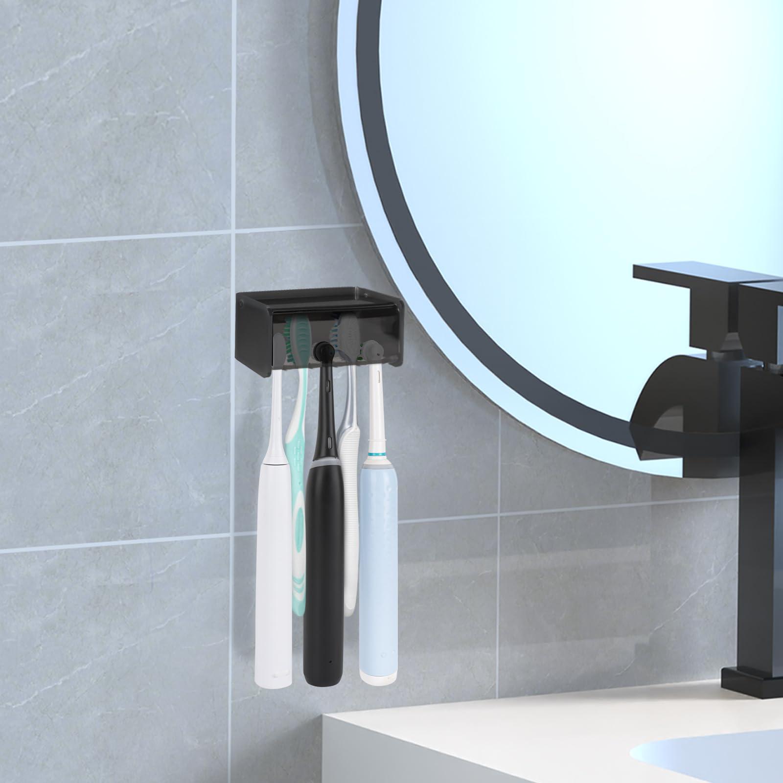 Linkidea Linkidea Wall Mount Electric Toothbrush Holder with Cover for Bathroom, Wallmount 5 Slots Power Tooth Brush Organizer Compatible with Oral-B iO Series, Philips Sonicare Protective Clean (Grey)