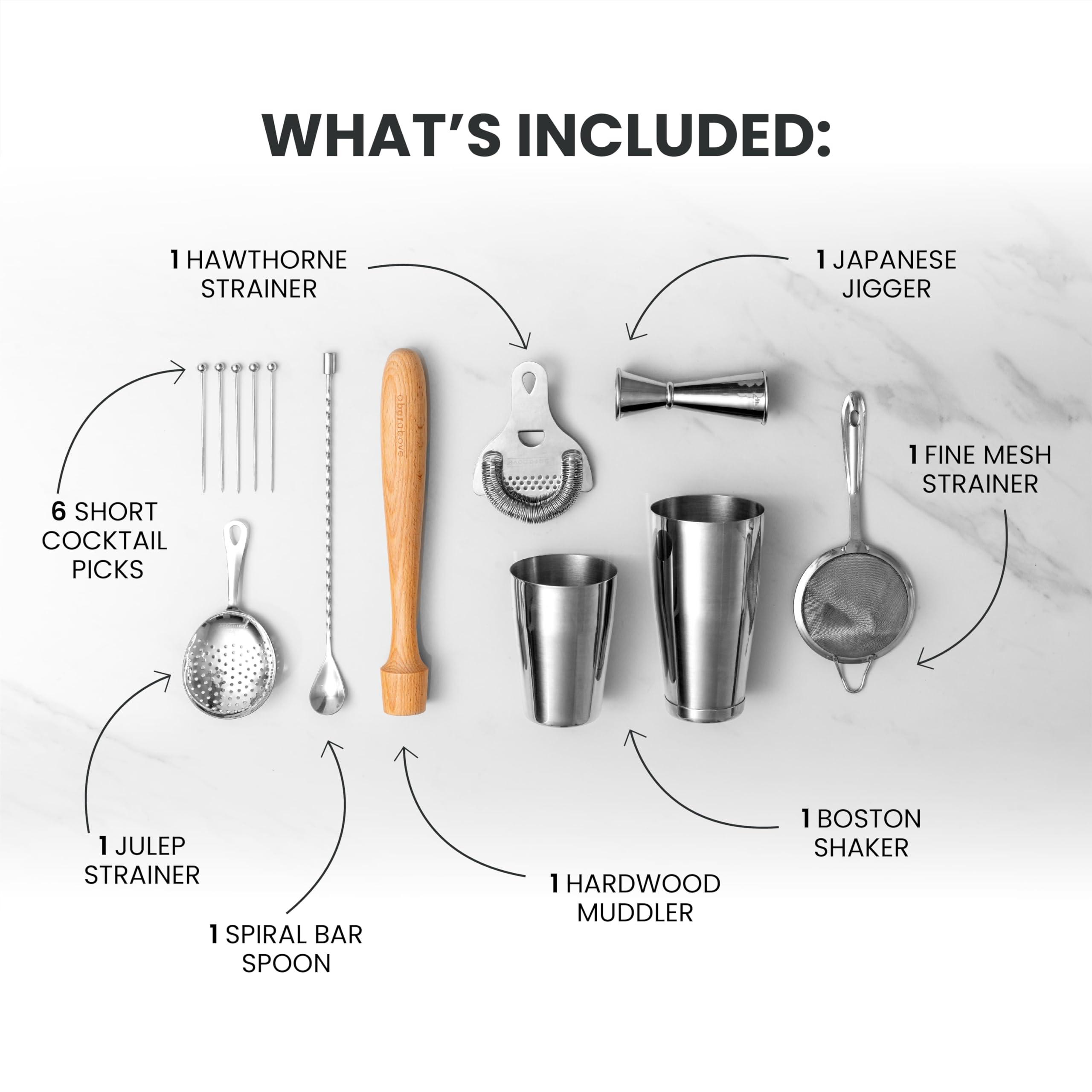 A Bar Above A Bar Above 14-Piece Professional Bartender Gift Set, Premium Barware Accessories, for Home Bar, Bartending Gift Kit, Includes Shaker, Jigger, Strainers, and More