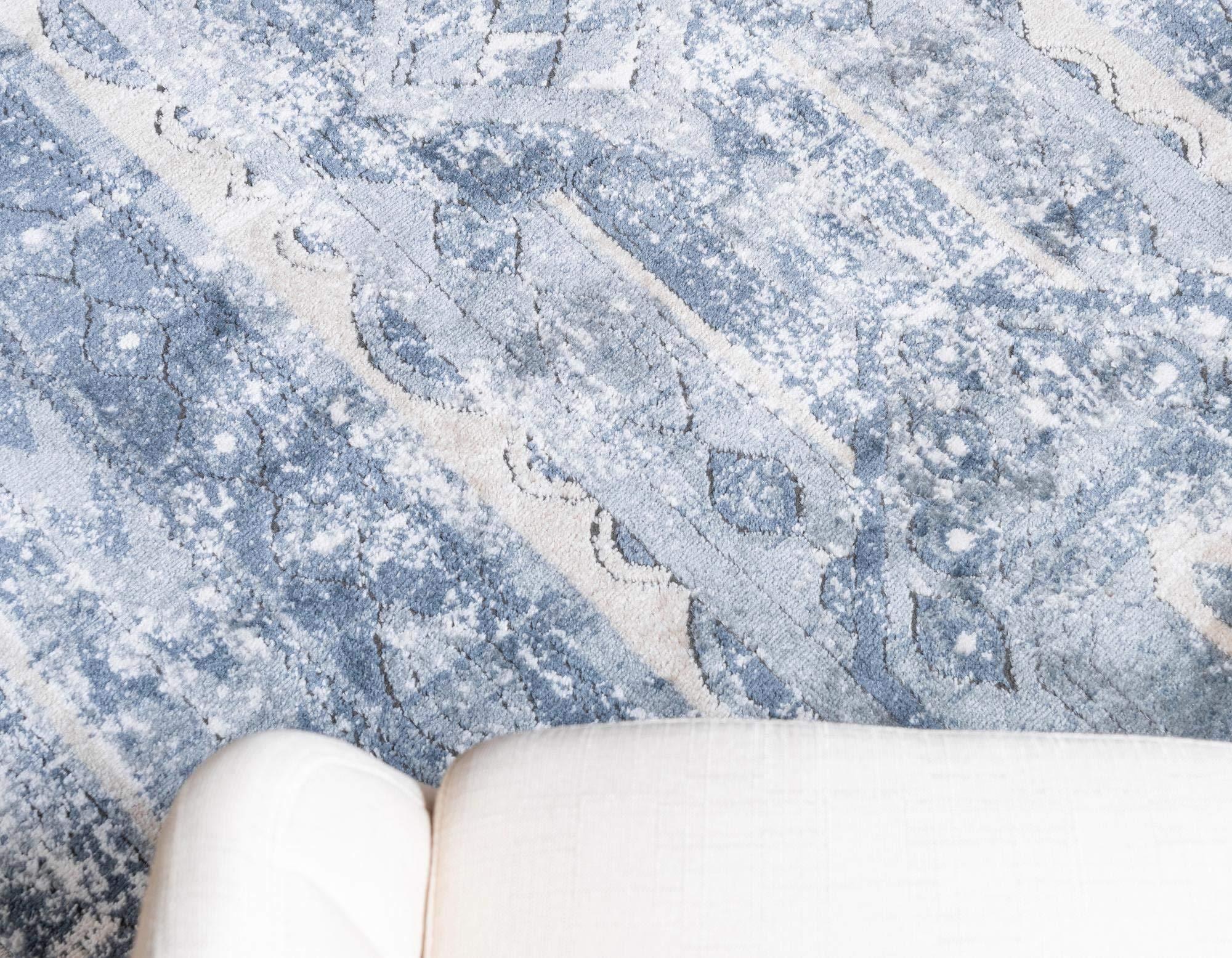 Rugs.com Rugs.com Oregon Collection Rug 8 Ft Square Blue Low-Pile Rug Perfect for Living Rooms, Kitchens, Entryways