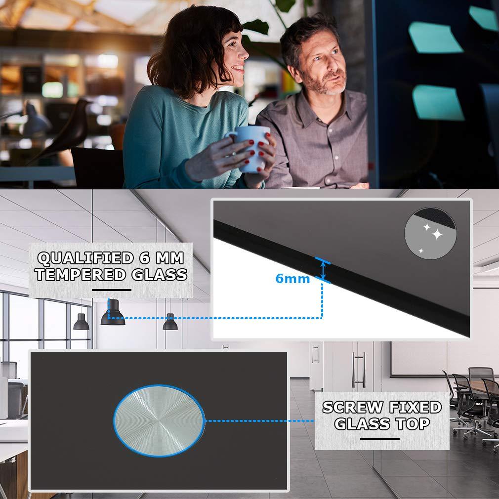 BestOffice L Shaped Computer Desk,Gaming Desk Home Office Corner Desk Toughened Glass Writing Study PC Modern Executive Table with Keyboard CPU Stand for Kids Student Women Men