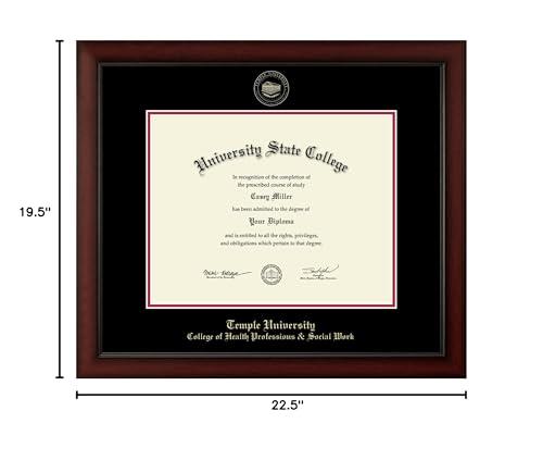 Framerly Framerly - Temple University College of Health Professions & Social Work 14\" W X 11\" H Diploma Frame - Fits Associate\'s, Bachelor\'s, Master\'s and Phd (Awarded 2009-2023) - Gold Embossed Diploma Frame