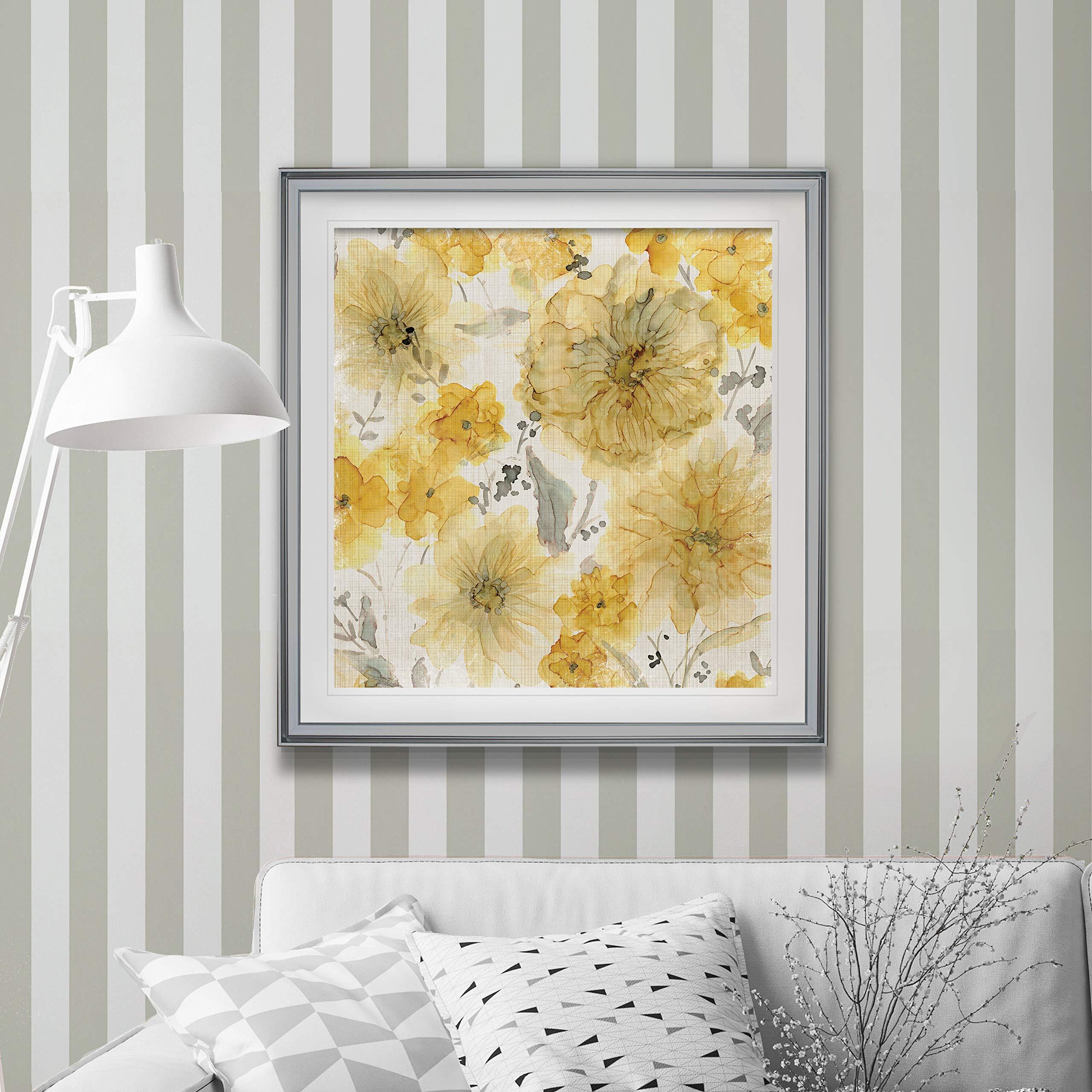 Renditions Gallery Renditions Gallery Sunshine and Linen Abstract Artwork Contemporary Art Framed Yellow Flower Pictures Giclee Prints Home Wall Decor