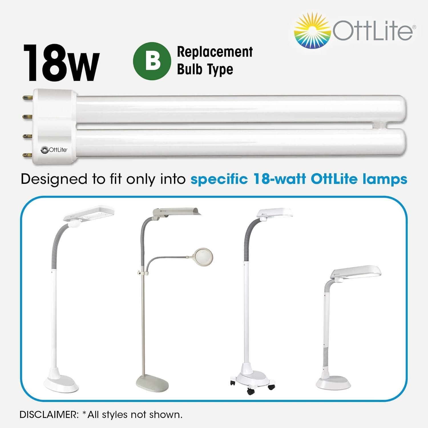 OttLite OttLite 18W Replacement Tube Light Bulb - Compact Fluorescent Light Bulbs Replacement - Bright Natural Daylight for Bedroom & Living Room - Low Heat & Glare Type B Light Bulb for Reduced Eyestrain