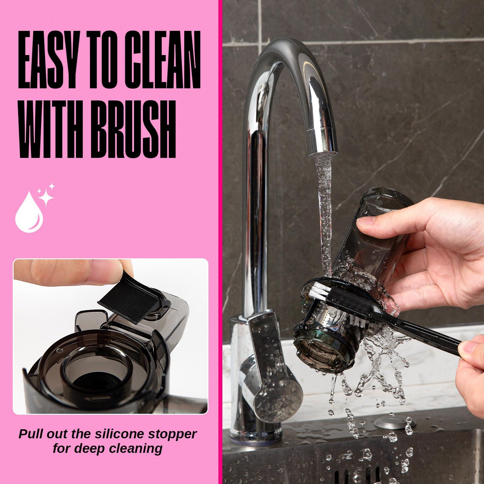 Ventray Ventray Ginnie Mini Cold Press Juicer, Small Slow Masticating Juicer for Vegetables Fruits, High Juice Yield, Easy to Clean, Space-Saving, Fit for Personal/Travel/Picnic/Office - Pink