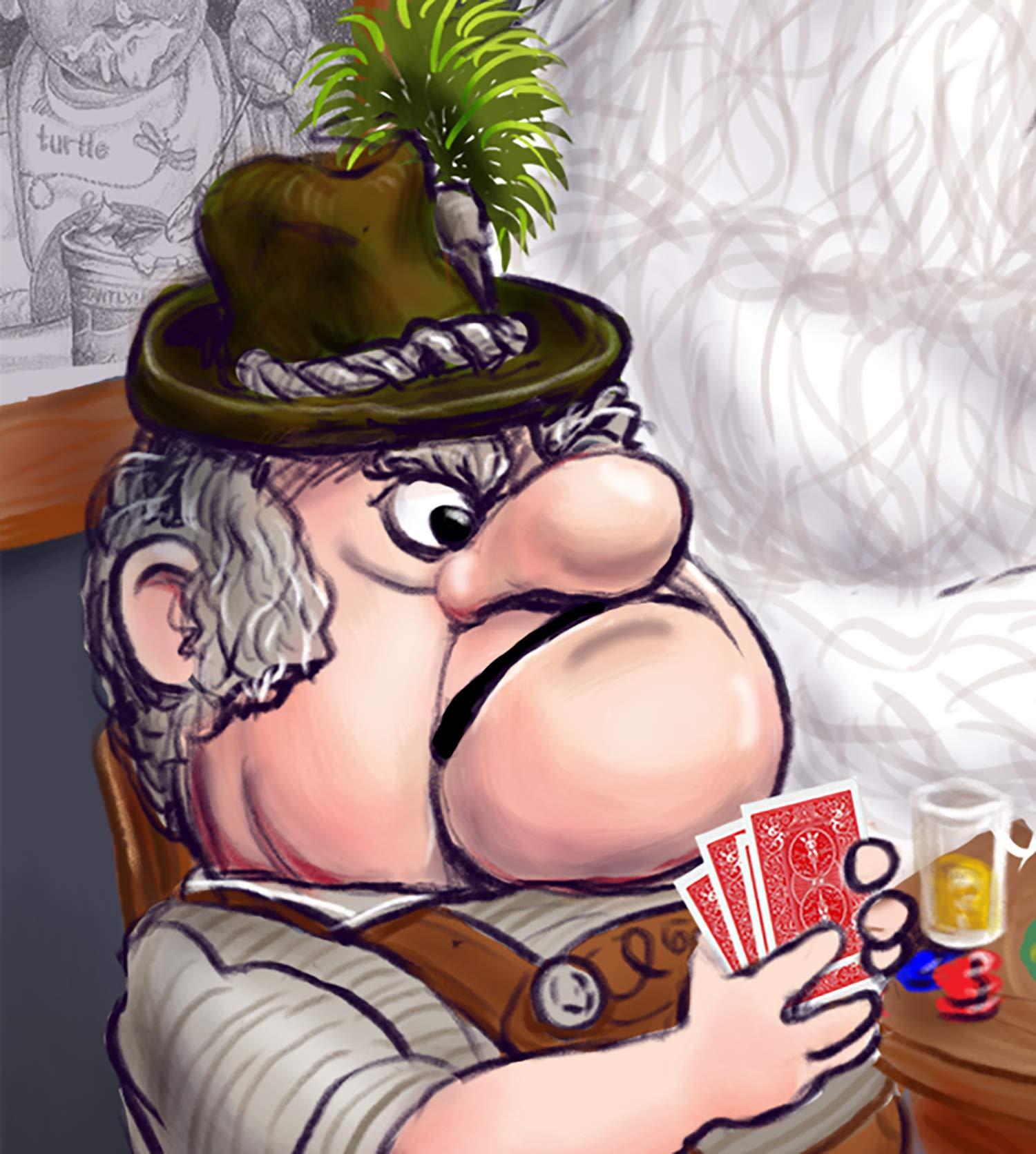 Generic Christmas Characters Playing Cards: Holiday Characters meet Dogs Playing Poker Cartoon Signed Print Wall Art, Southworth Heavy Linen Paper