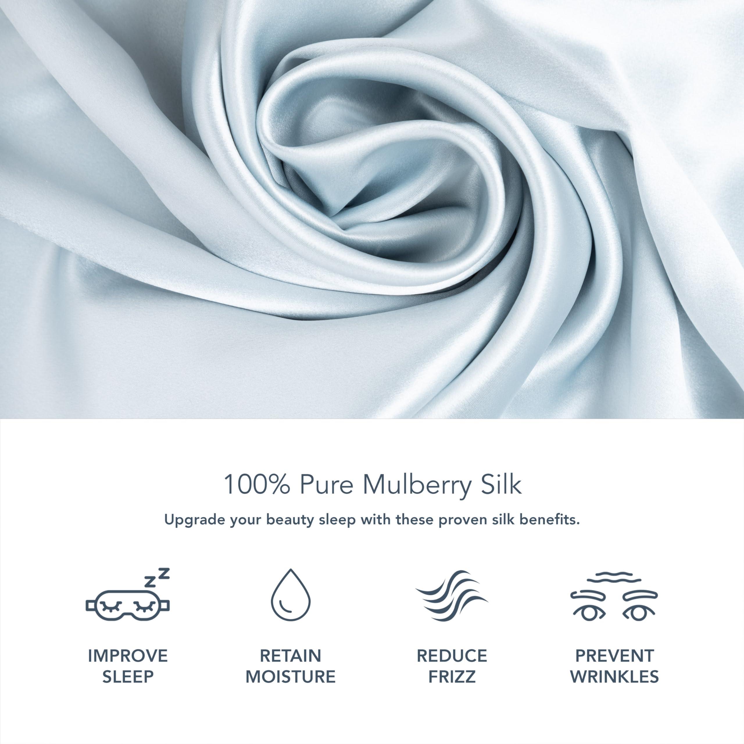 Fishers Finery Fishers Finery 25mm 100% Pure Mulberry Silk PillowcaseGood Housekeeping Winner (Blue, Queen 2 Pack)