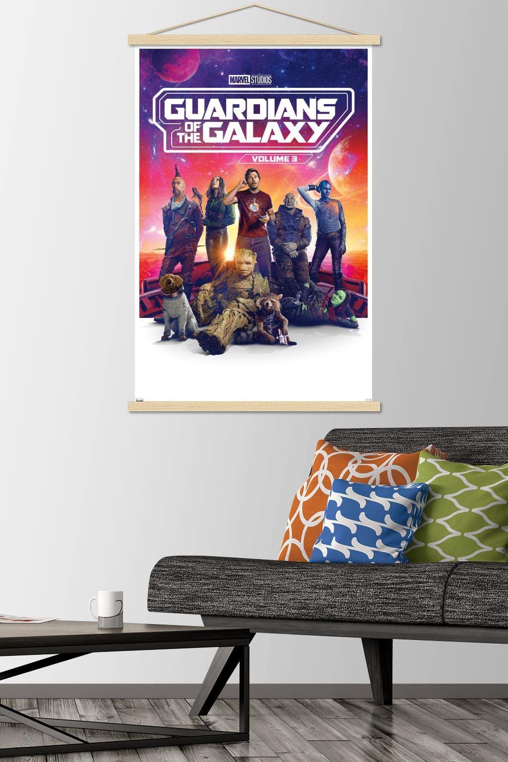 Trends International Trends International Marvel Guardians of the Galaxy Vol 3 - One Sheet Wall Poster, 22.37\" x 34.00\", Premium Print and Beechwood Hanger Bundle