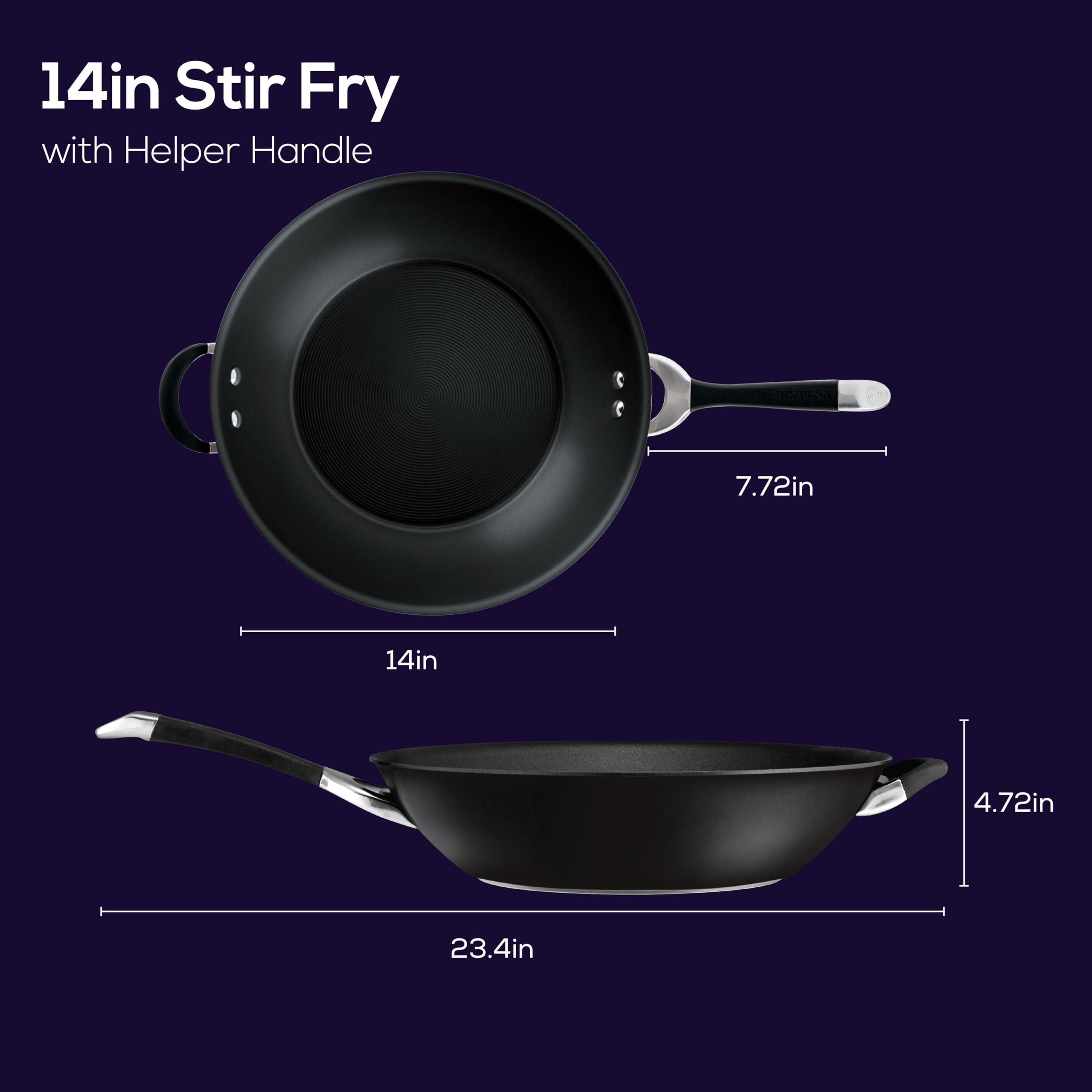 Circulon Circulon Symmetry Hard Anodized Nonstick Stir Fry / Wok Pan with Helper Handle - 14 Inch, Black