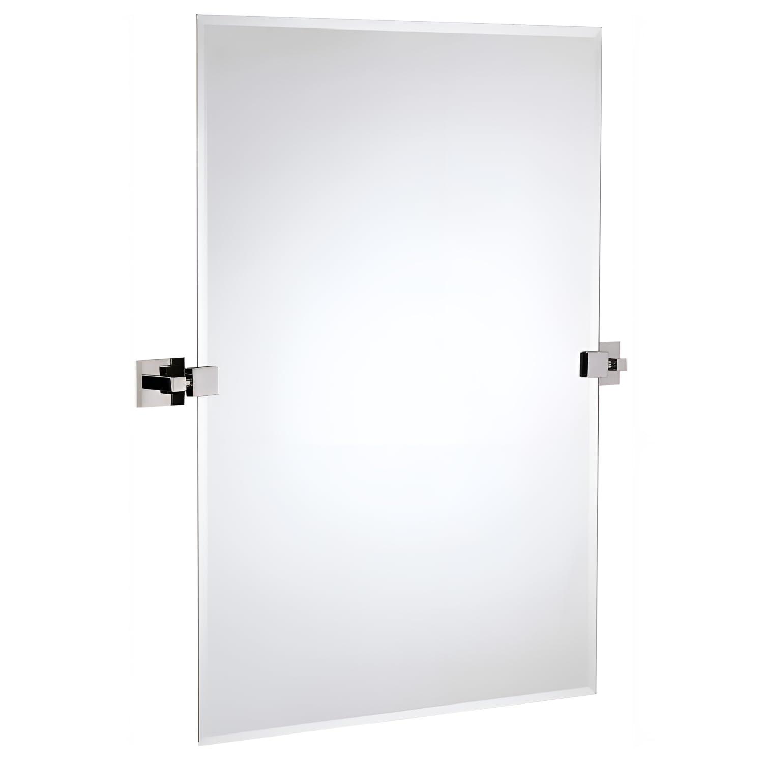 Hamilton Hills Hamilton Hills Large Squared Modern Pivot Rectangle Mirror with Polished Chrome Wall Anchors | Silver Backed Adjustable Moving & Tilting Wall Mirror | 20" x 30" Inches