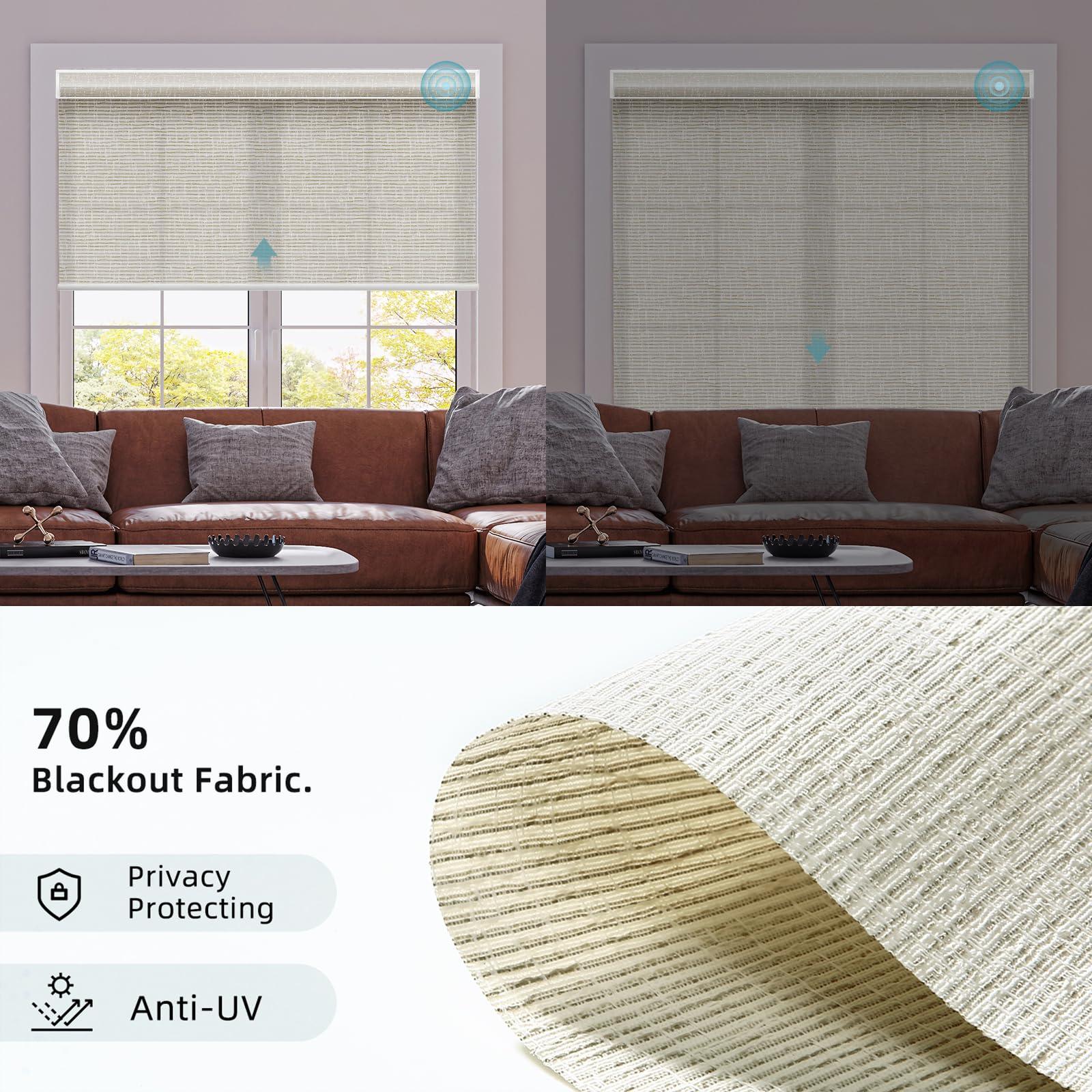 SmartWings SmartWings Motorized Blinds with Remote, Compatible with Homekit Thread-Enabled Shade, Light Filtering Cordless Smart Shade, Electric Automatic Sunscreen Blinds, Customized, Safari Cream