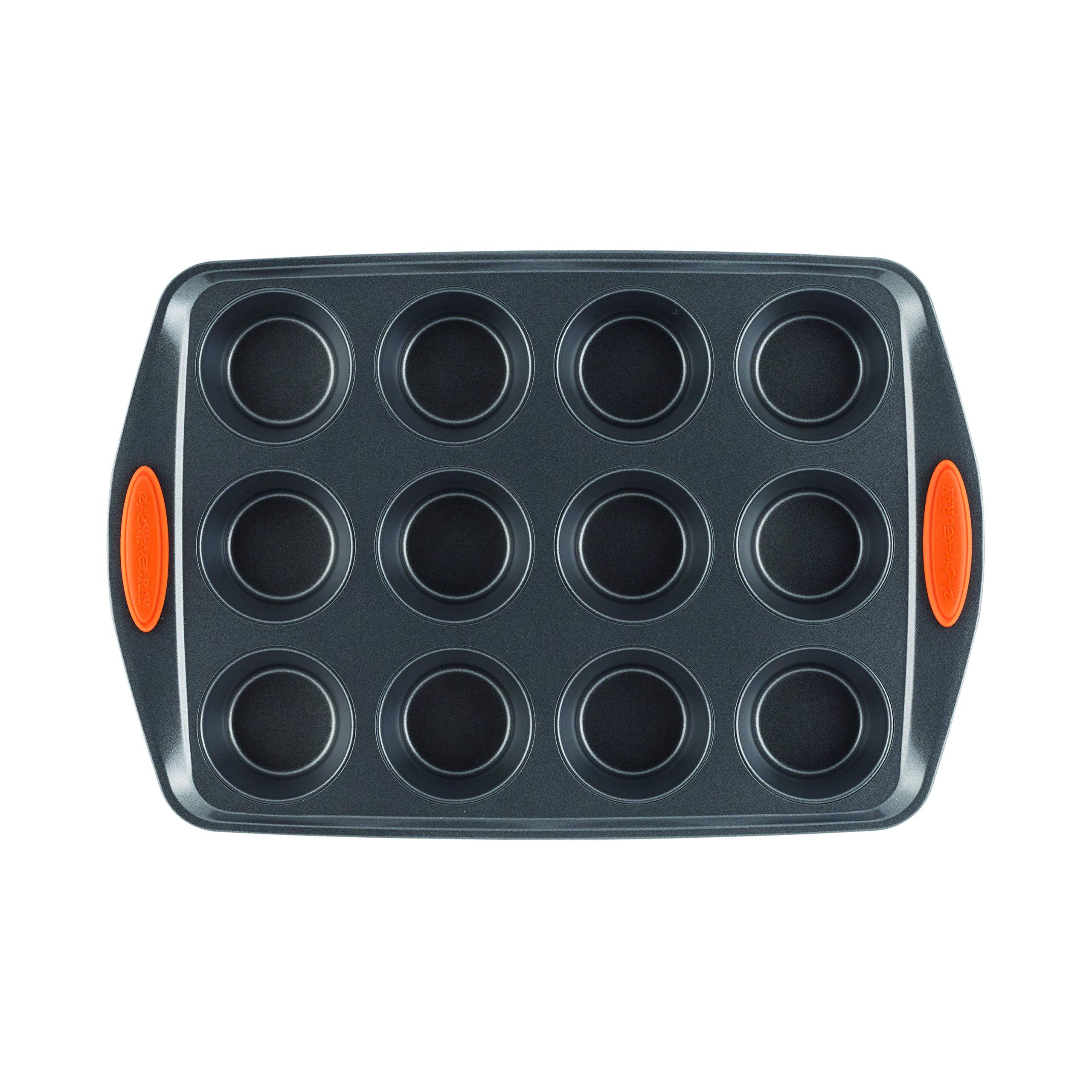 Rachael Ray Rachael Ray Yum -o Nonstick Bakeware 12-Cup Muffin Tin With Grips / Nonstick 12-Cup Cupcake Tin With Grips - 12 Cup, Gray