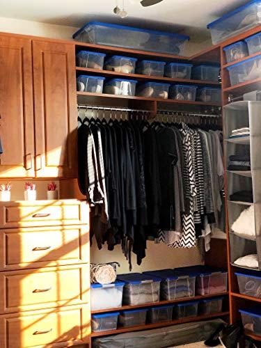 HOMZ HOMZ Plastic Underbed Storage, With Lid, 28 Quart, Clear, Stackable, 8-Pack, Blue 3228CLBLDC.08