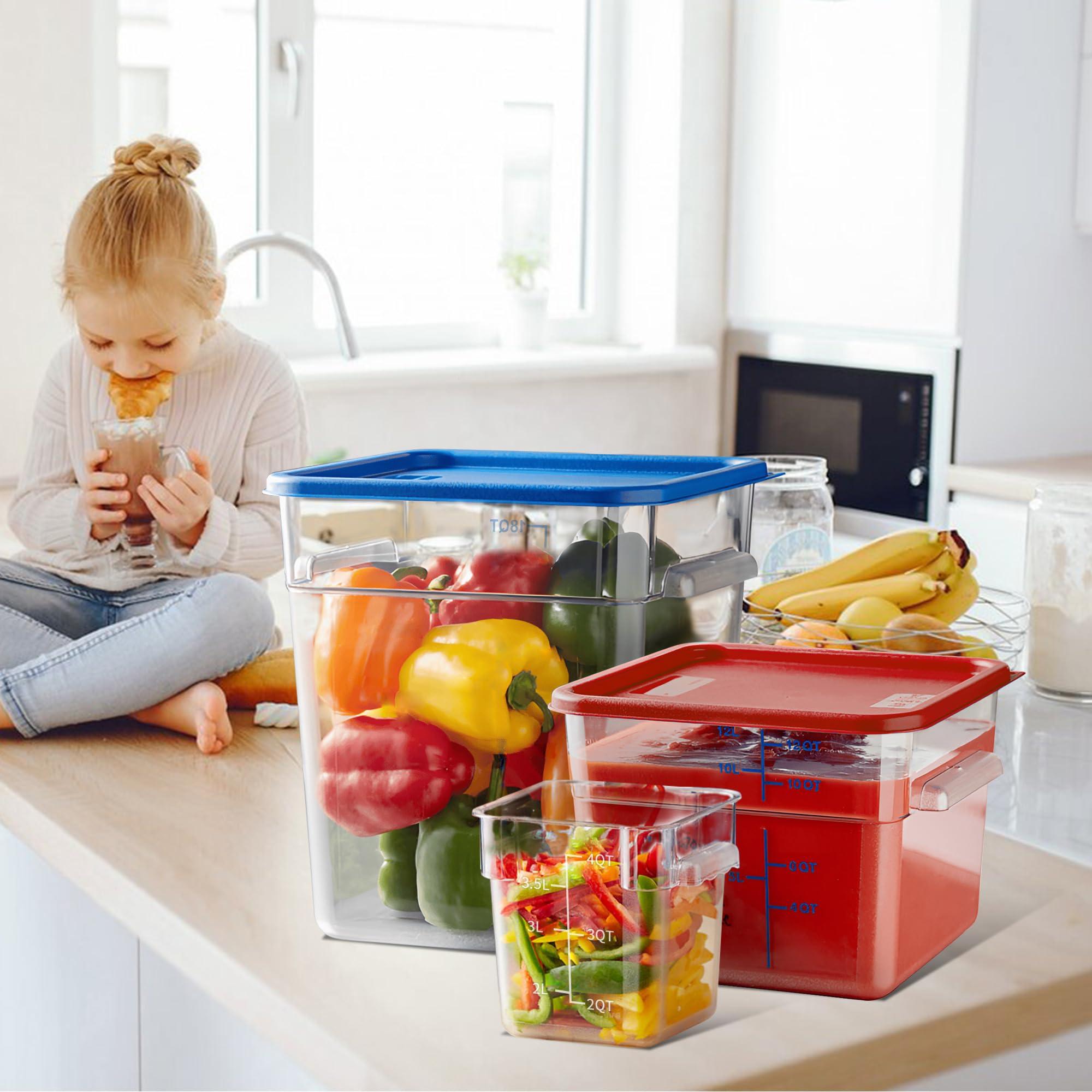 STEELUS STEELUS 4 Pack Food Storage Containers, 8 Quart with Lids, Square Commercial Containers with Scale, Clear NSF Food Organizing, Polycarbonate