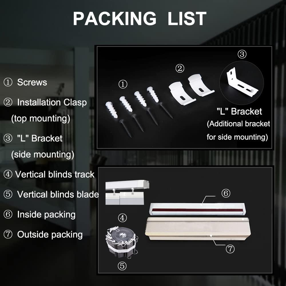 LETAU 100% Blackout Vertical Window Shades, 3.5inch Slat Fabric Thermal Insulated Energy Saving UV Protection Decoration Vertical Window Blinds