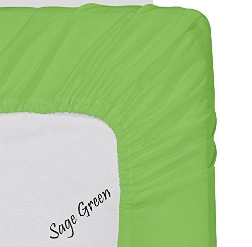 American Linen Luxury Linen Bed Sheets Set Sage Green Solid Premium Quality, 6 PCs Queen XL Bed Sheet Set Sateen- Egyptian Cotton, 21 Inches Deep Pocket
