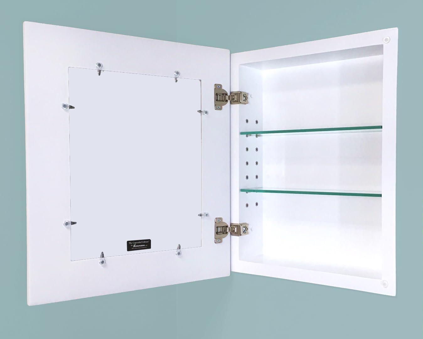 Fox Hollow Furnishings Fox Hollow Furnishings 14x18 Shaker Style Recessed Medicine Cabinet - Concealed Wall Storage and Medicine Cabinet with No Mirror, 2 Adjustable Shelves (White)