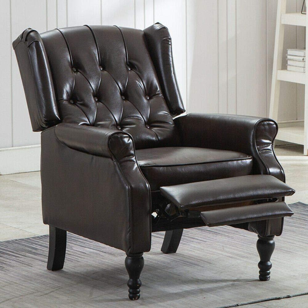 Commercial Breathing Leather Recliner Chair Push Back Padded Seat Roll Arm Sofa Reclining