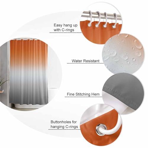 Wotrend Abstract Shower Curtain for Bathroom 72\" x 84\" Gradient Orange and Gray Shower Curtain with Hooks Polyester Waterproof Home Bathtub Decor