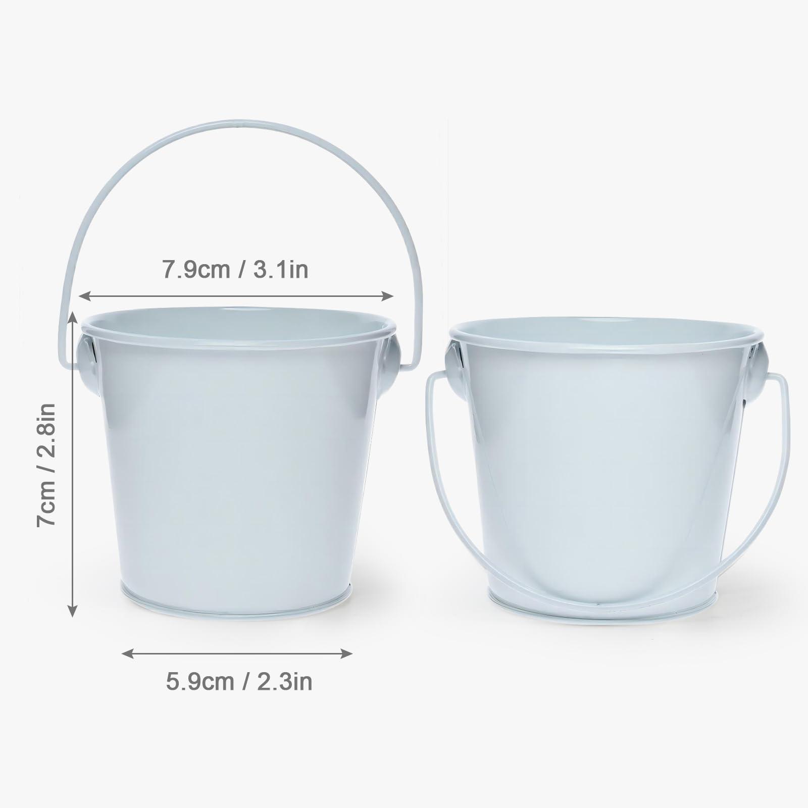 TAKMA TAKMA 3.1Inch Galvanized Mini Tin Buckets 12Pcs White Metal Buckets with Handle Best for Organizing, Penholder, Party Favors, Bridal Shower and Craft Projects(white)