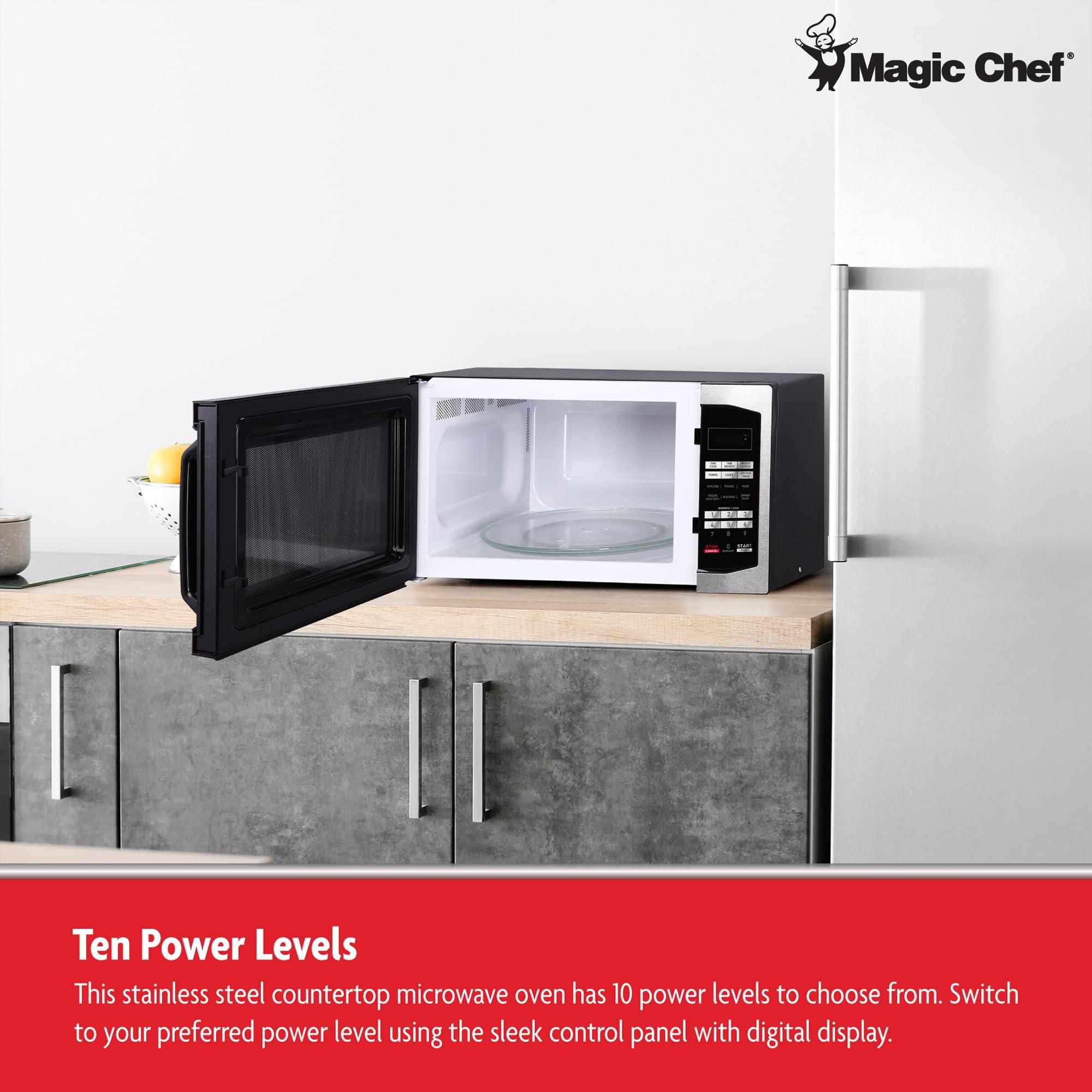 Magic Chef Magic Chef Countertop Microwave Oven, Small and Compact, 1100 Watt, 1.6 Cu Ft, Steel