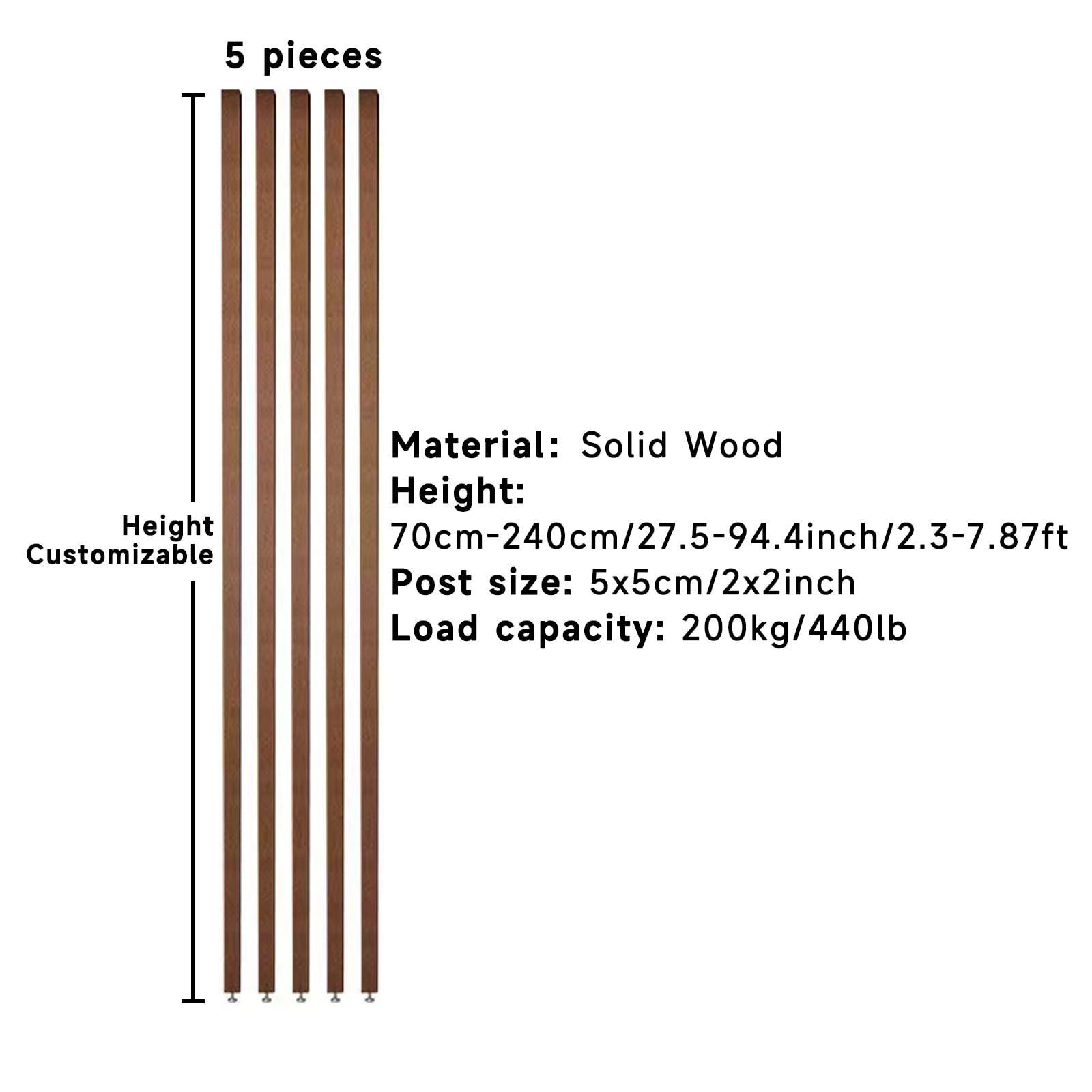 HomeLoft Basics Modern Wall Partition Room Divider Floor to Ceiling, Wooden Slats Screen Partition Post, Wood Column for Living Room, Office, Entrance Decor, 230cm, 5 Piece