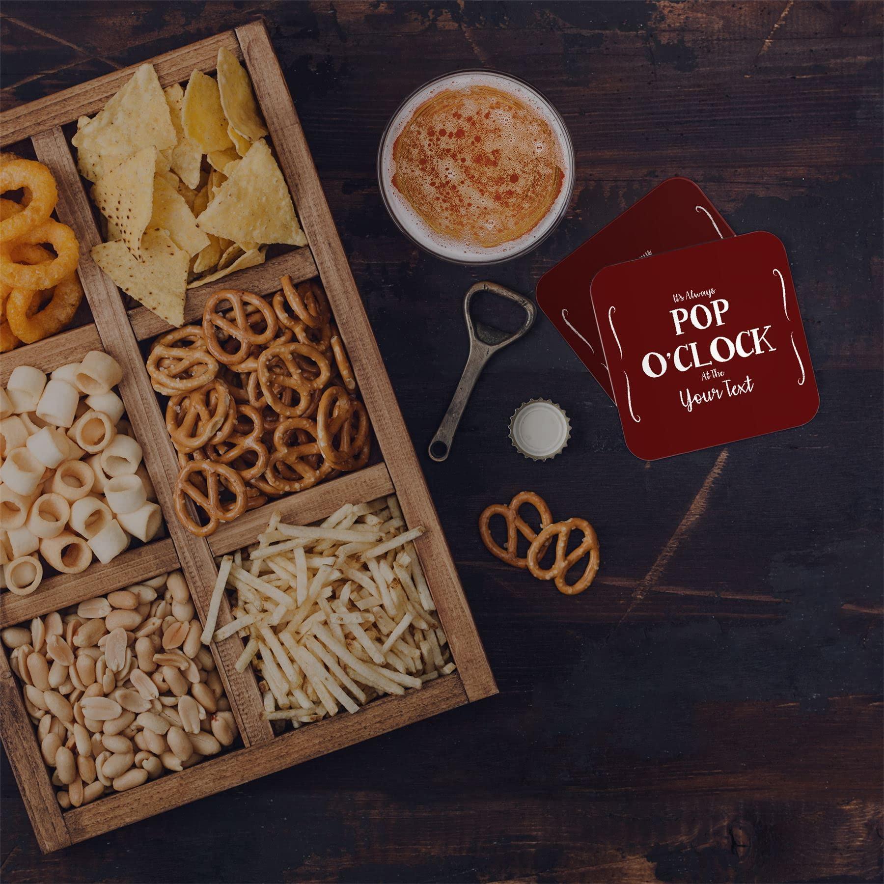 Bang Tidy Clothing Personalised Beer Mats Pack of 24 - Absorbent Recyclable Cardboard Drink Mat Coasters 3.74 x 3.74 x 0.04 inch Square - Accessories for Home Bars Pubs - POP - Ruby - ADD Your Text