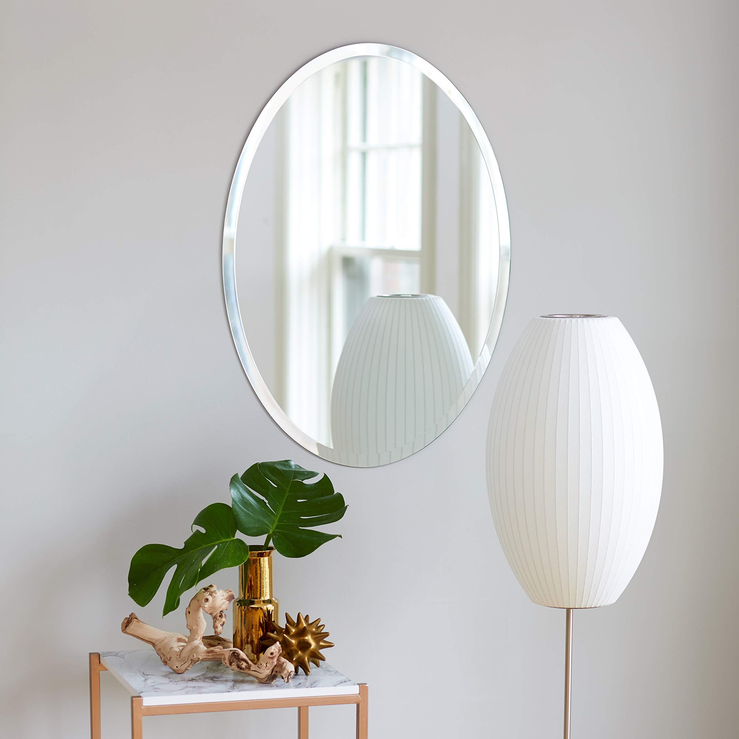 The Better Bevel Better Bevel 24" x 36" Frameless Oval Mirror | 1" Beveled Edge | Copper-Free | Bathroom Wall Mirror