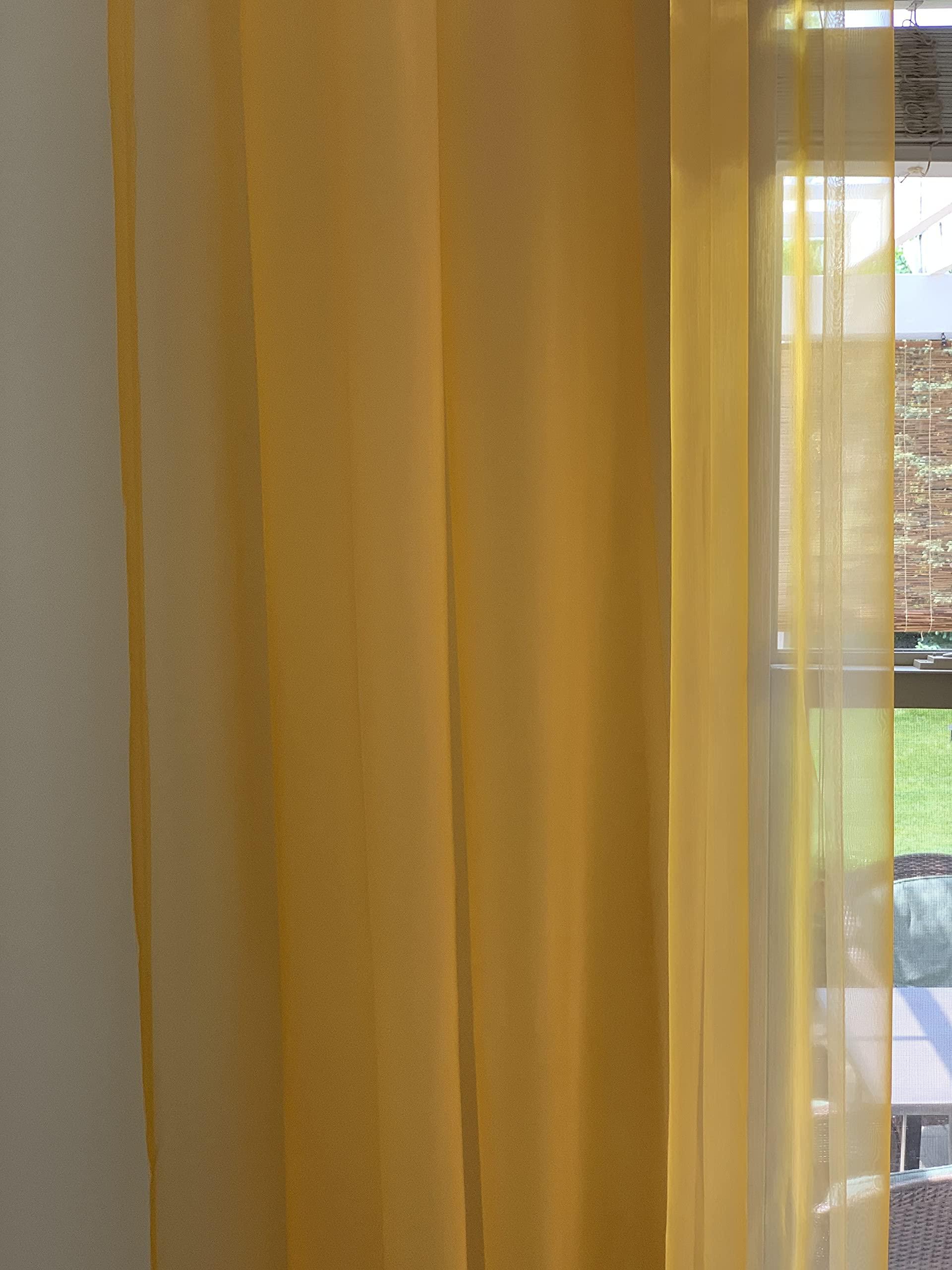 Ikiriska Ikiriska Sheer Polyester Extra Long Curtains 8-24 ft Grommet top (Gold Organza, 100Wx180L)