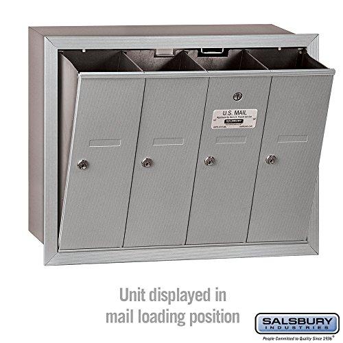 Salsbury Industries Salsbury Industries 3504ARU Recessed Mounted Vertical Mailbox with 4 Doors and USPS Access, Aluminum