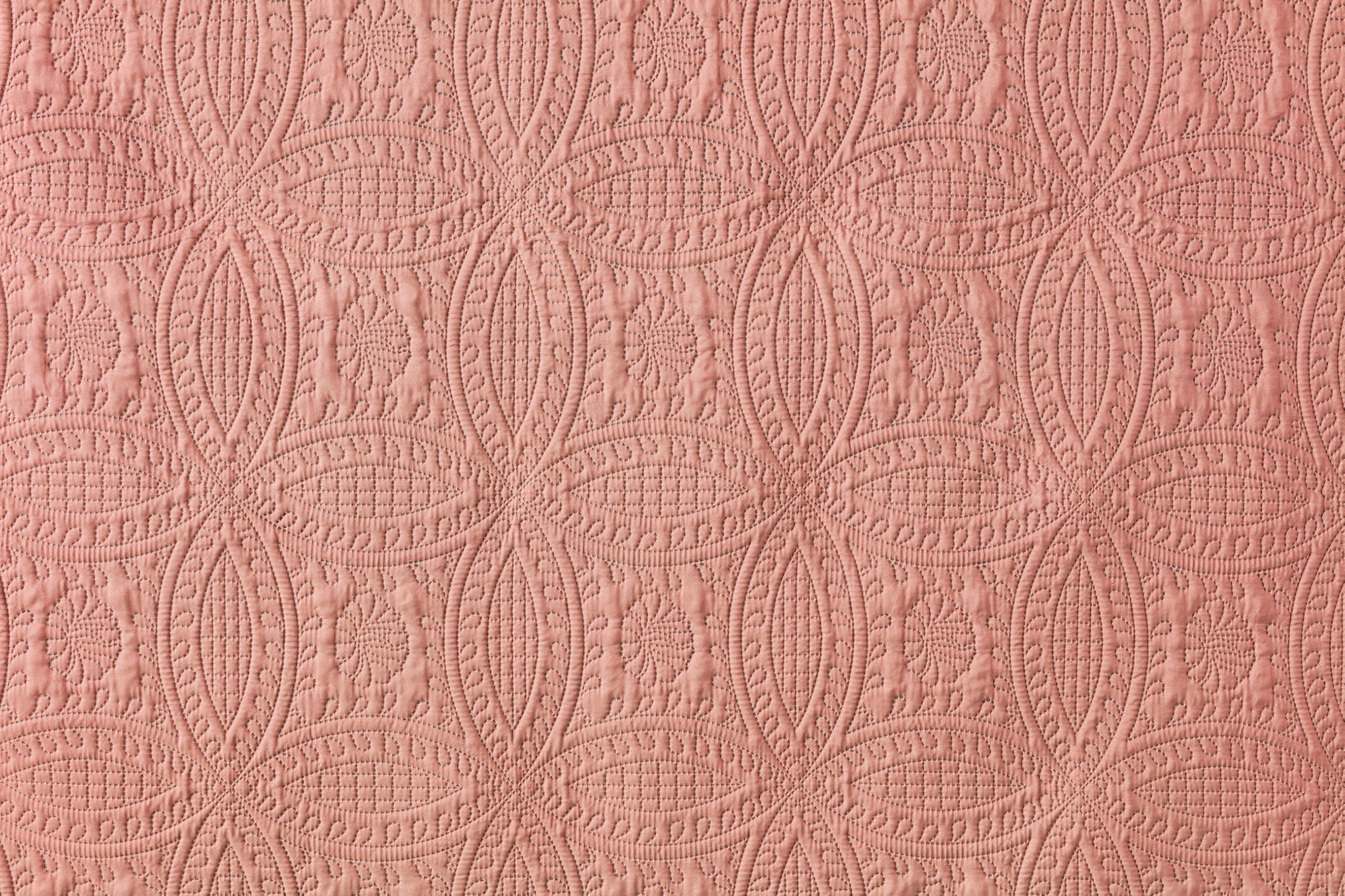 Chezmoi Collection Chezmoi Collection Austin 3-Piece Oversized Bedspread Coverlet Set (King, Salmon)