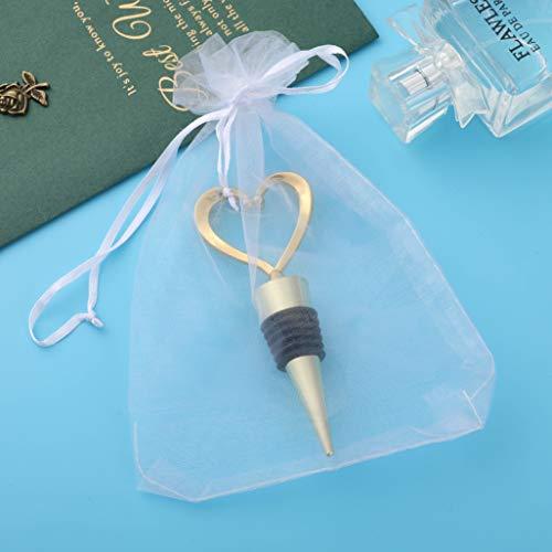 WeddPtyFr 24PCS Wedding Favor for Guests Wine Bottle Stoppers, Beverage Bottle Stoppers, Wedding Gifts for Guests for Party Supply Baby Shower Bridal Shower Favors by WeddParty (Gold Heart, 24)