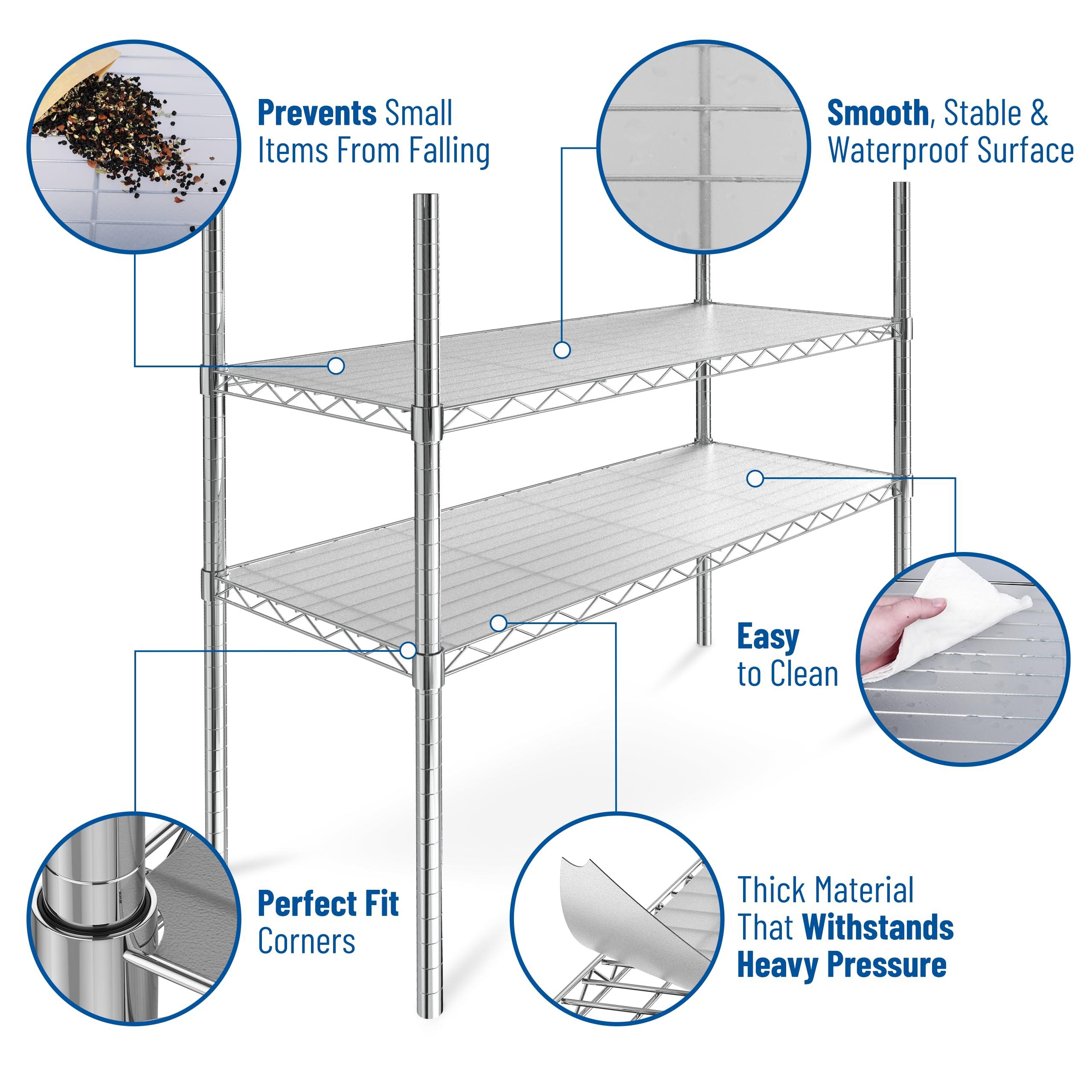 Sterling Shelf Liners Shelf Liners for Wire Shelf System - Set of 4 in Clear - 24 x 48 inch - Plastic Wire Shelving Shelf Mats