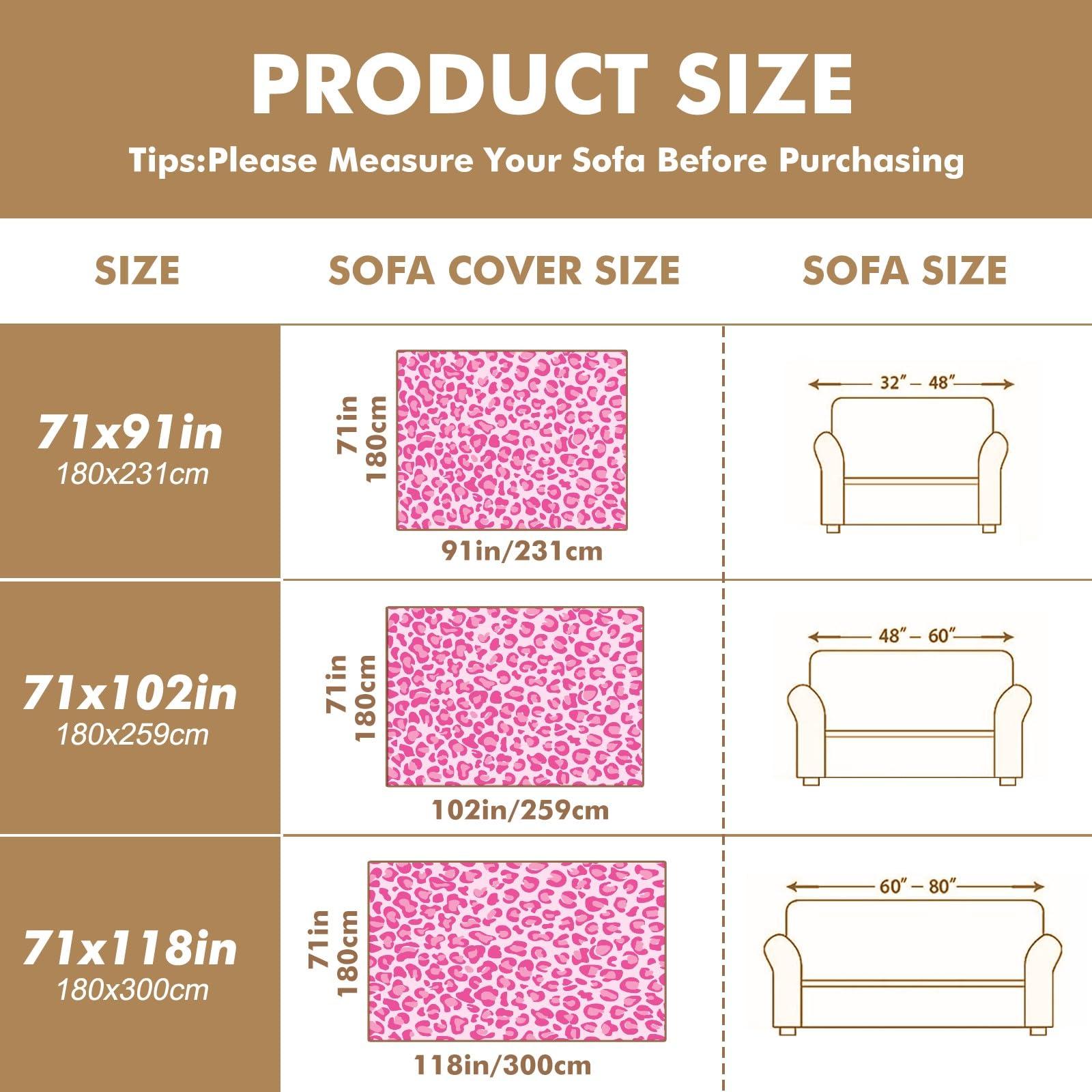 MSINMKOK MSINMKOK Couch Covers Pink Leopard Print Washable Throw Covers for Couch Loveseat Sofa Cover Sofa Slipcover Pets Dogs Furniture Couch Protector 71x91
