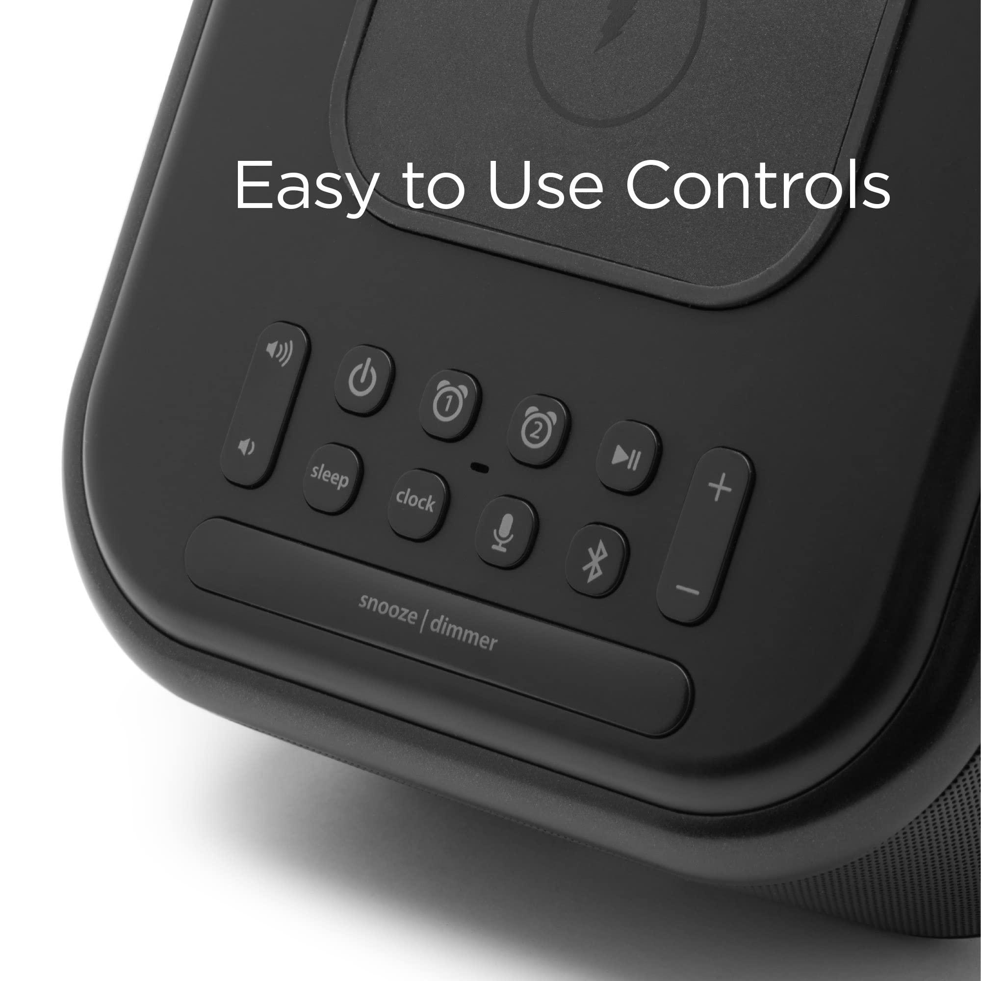 iHome iHome Alarm Clock with Wireless Charging, Bluetooth Speaker, and USB Charger, Digital Clock for Bedroom, Office, or Dorm (IBTW23B8)