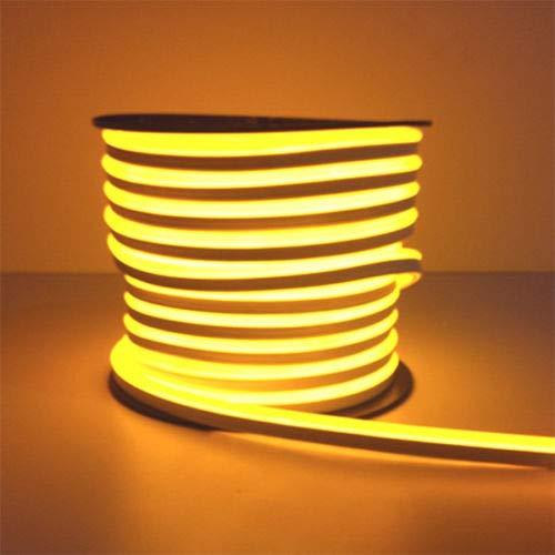 Unknown Yellow Flexible LED Neon Rope Light Lighting Strip Tube Indoor Outdoor Holiday Party Room Decor Or Commercial Use Lighting 110V(330ft(100 Meters))