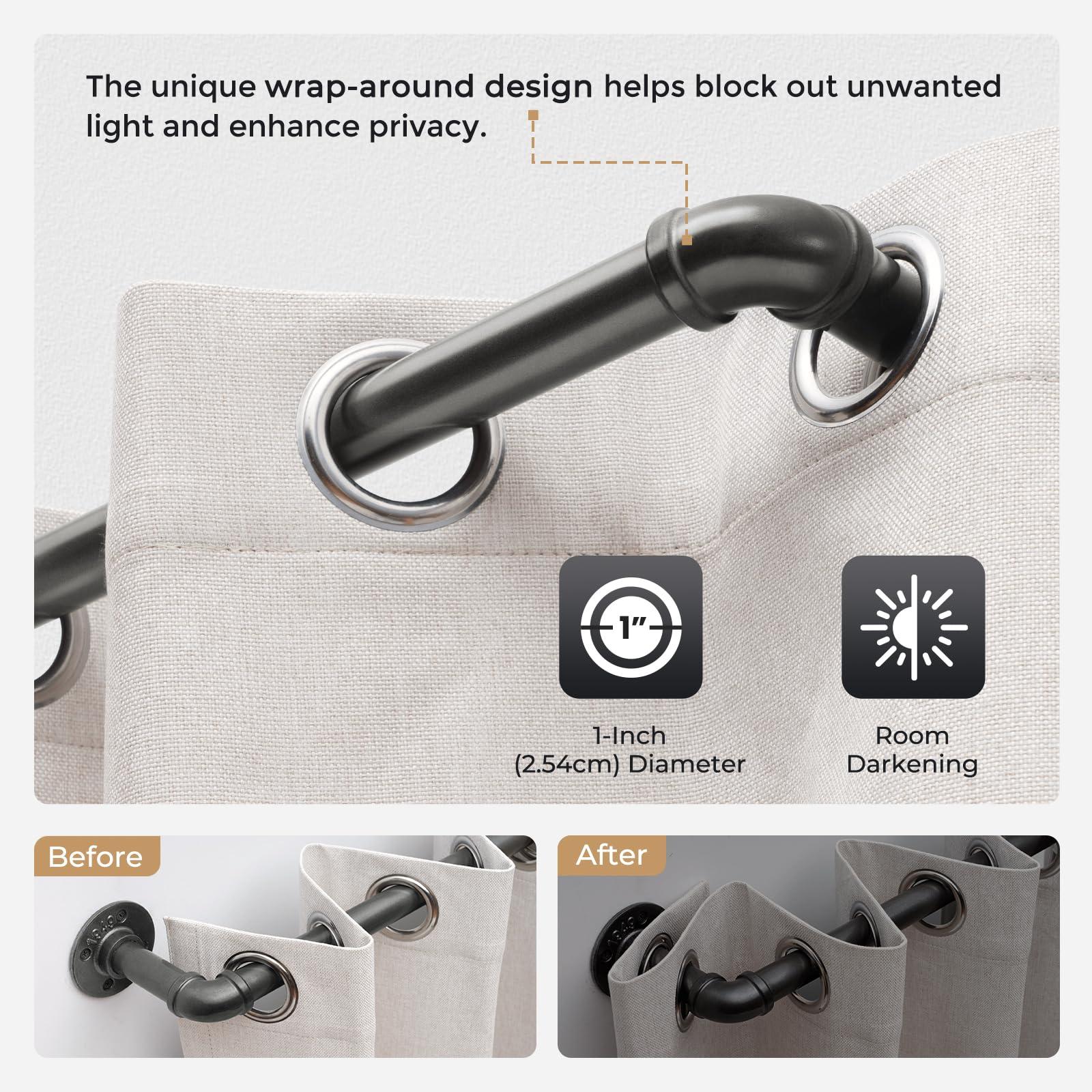 zeerobee Zeerobee Curtain Rods for Windows 144 to 168, 1 Inch Industrial Wrap Around Curtain Rod, Indoor/Outdoor Room Divider Adjustable Drapery Pole, 144"-168", Grey