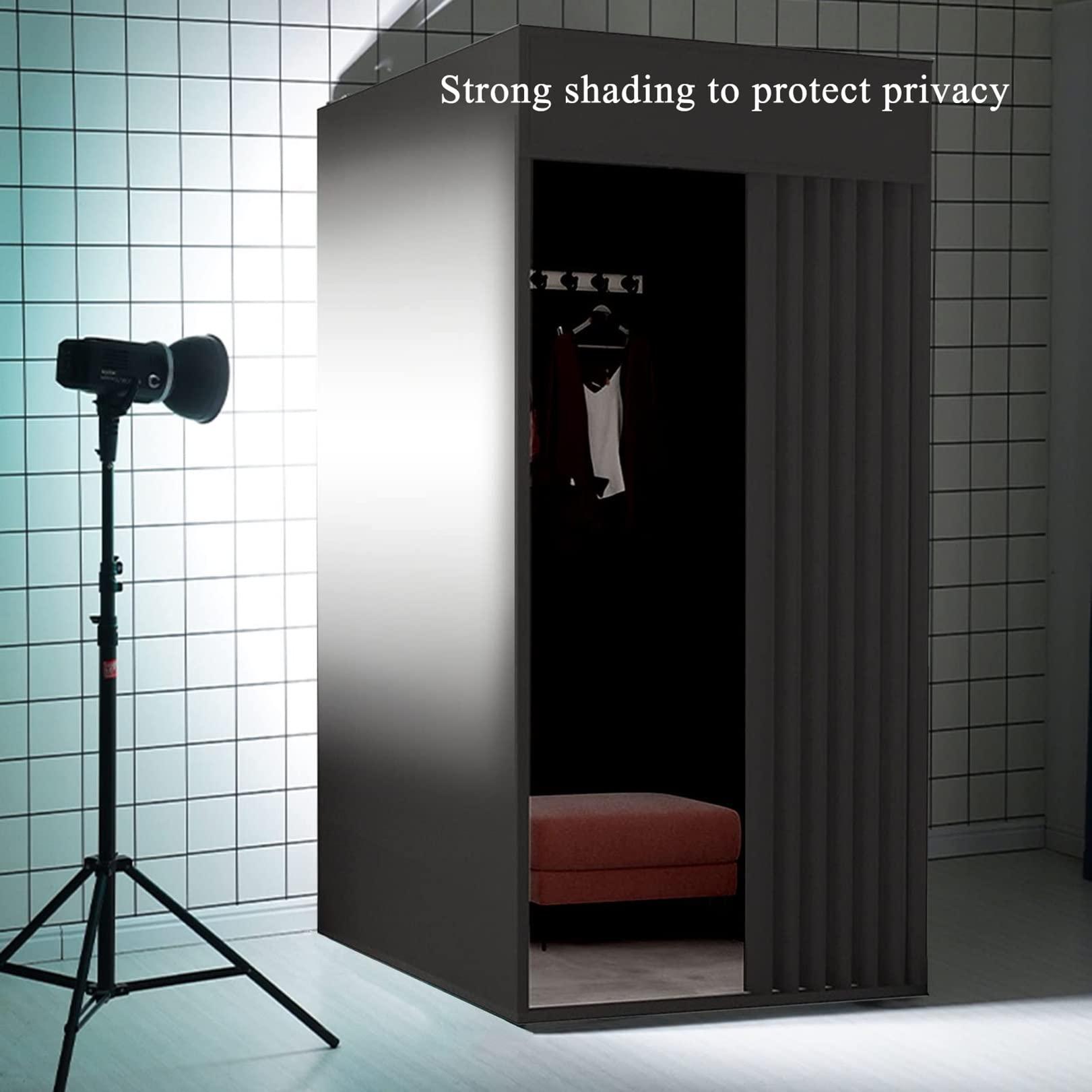 JMCAJIE Clothing Store Fitting Room,Portable Changing Room Divider,with Shading Curtain And Hook Up,Black Frame,Temporary Locker Room,for Office Boutiques Cloakroom ( Color : H , Size : L100xW80xH200CM )