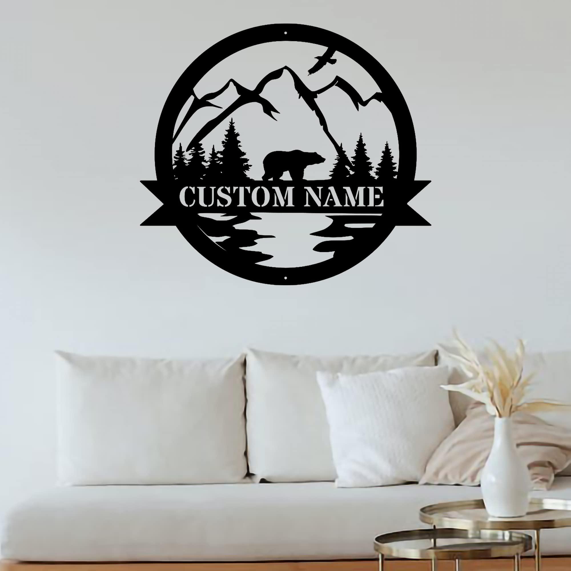 Politesers Custom Bear Metal Wall Sign - Personalized Bear Metal Wall Art - Bear Metal Wall Decor - Bear Name Signs - Personalized Bear Cabin Sign - Bear Lover's Gifts