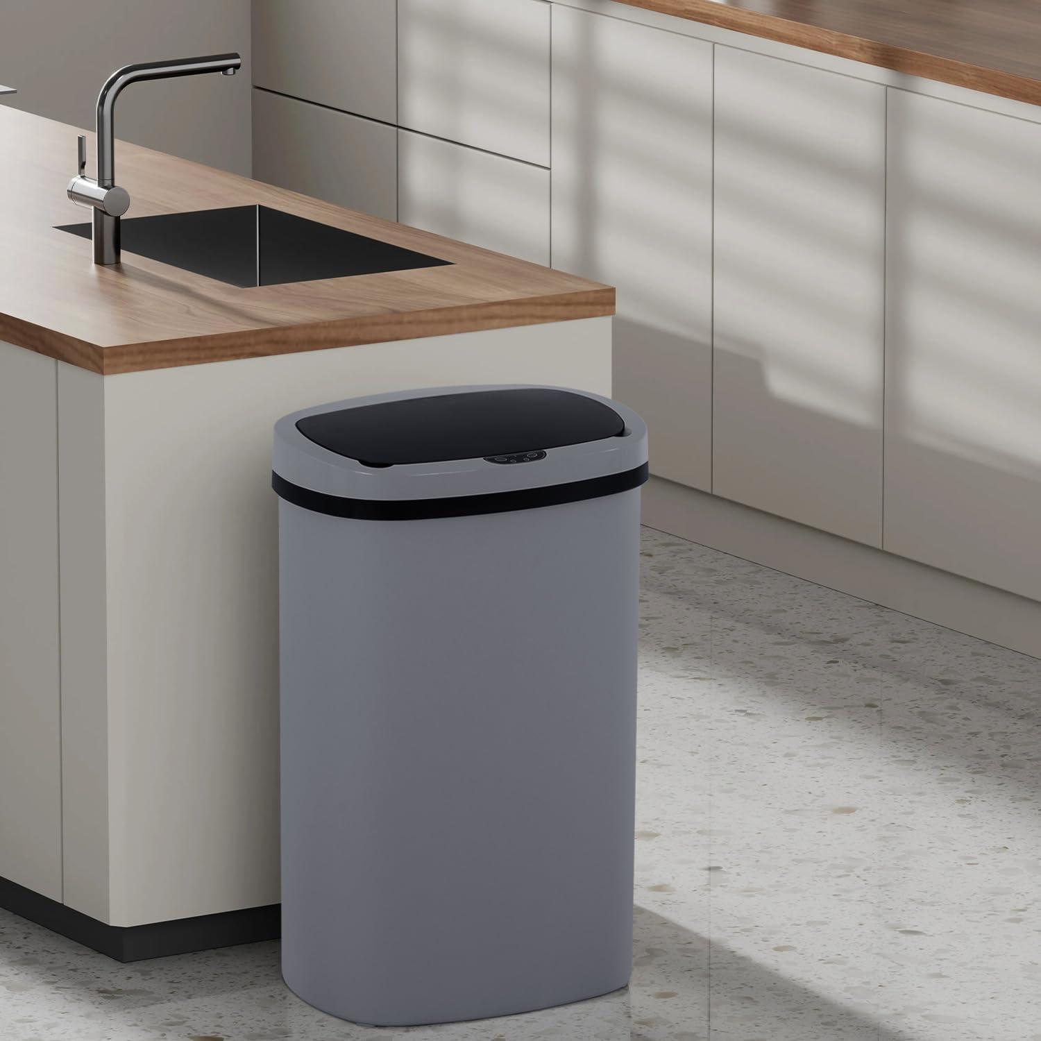 PayLessHere PayLessHere 13 Gallon Trash Can Kitchen Trash Can Automatic Garbage Can with Lid Touch Free High-Capacity Motion Sensor for Kitchen Bedroom Bathroom Office Wateproof Trash Bin (3, Gray)