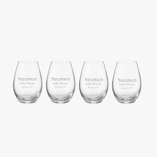 Orrefors Orrefors Enjoy More Wine Personalized Decanter Set, Includes Custom Engraved 33.8oz Crystal Wine Decanter with Four 13oz Crystal Stemless Wine Glasses, Personalized Wedding Gifts for Wine Lovers