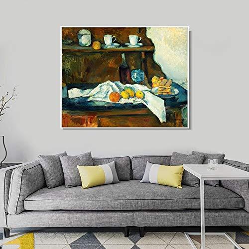 INVIN ART INVIN ART Framed Canvas Giclee Print Art The Buffet by Paul Cezanne Wall Art Living Room Home Office Decorations(White Slim Frame,20"x24")