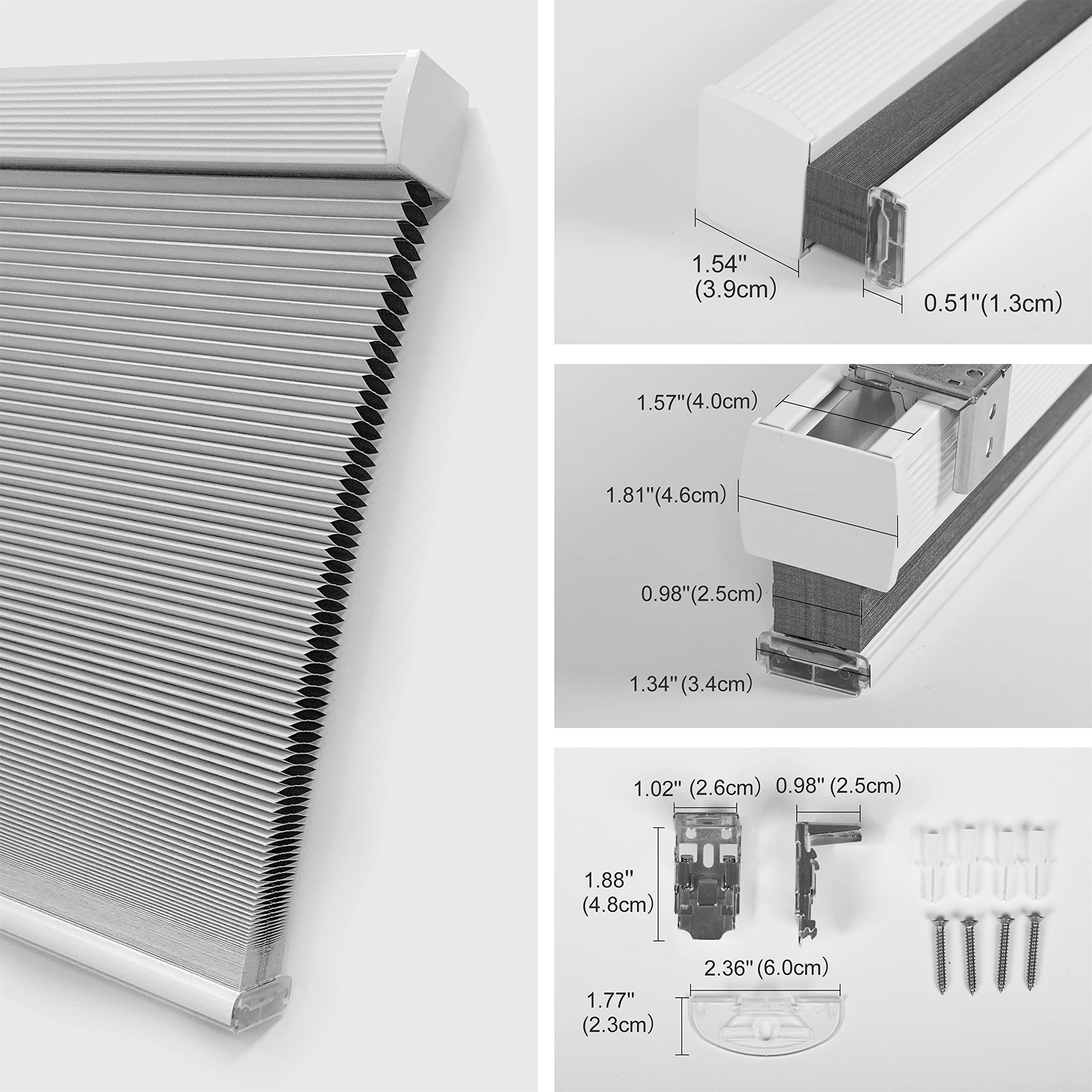 Sulugood Blackout Cellular Shades Cordless Blinds Sulugood Honeycomb Shades Room Darkening Window Blinds for Home, Bedroom, Office, Blackout-White, 45" W x 72" H